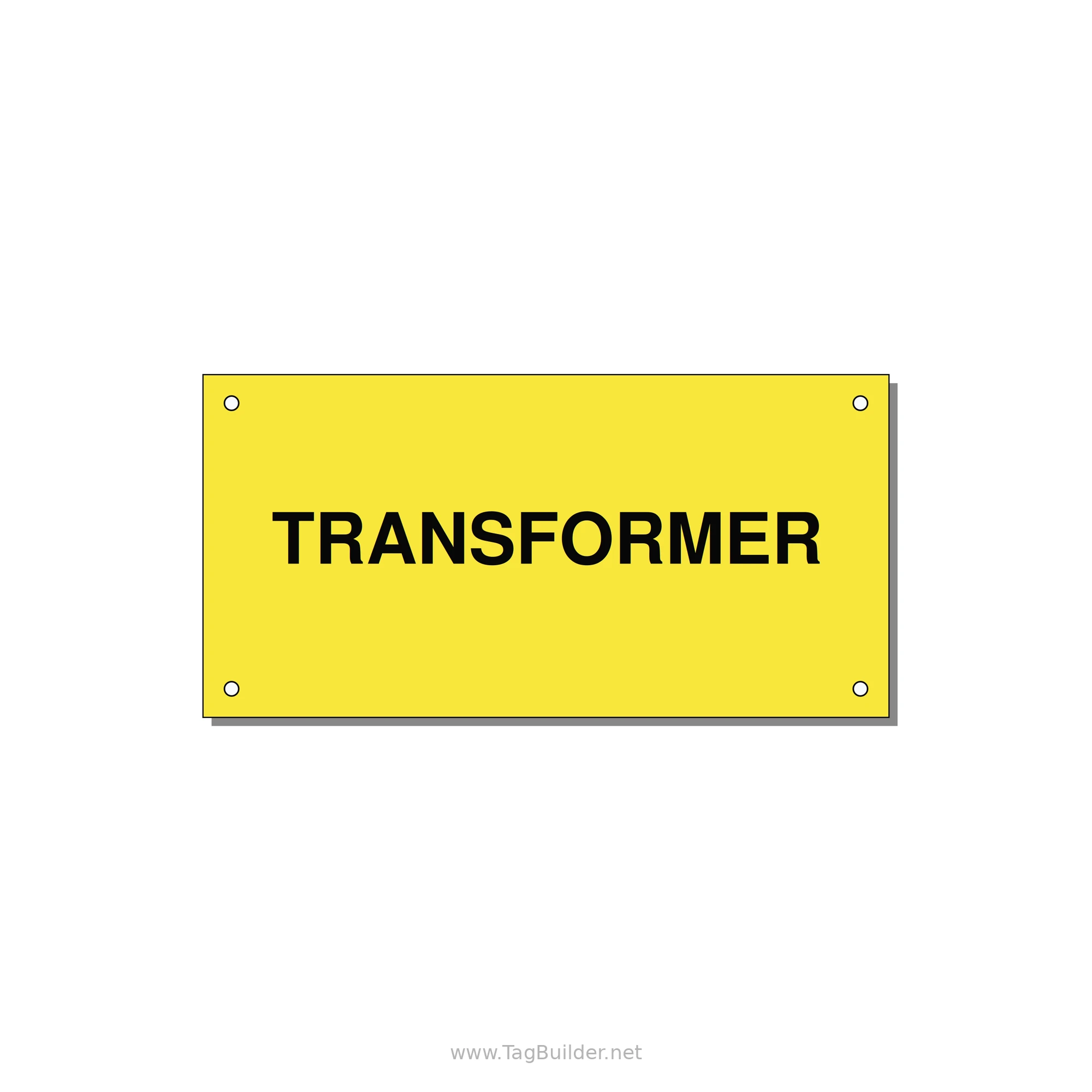 6.0x3.0" Transformer Label - TRANSFORMER — 6x3" Black on Yellow, Holes