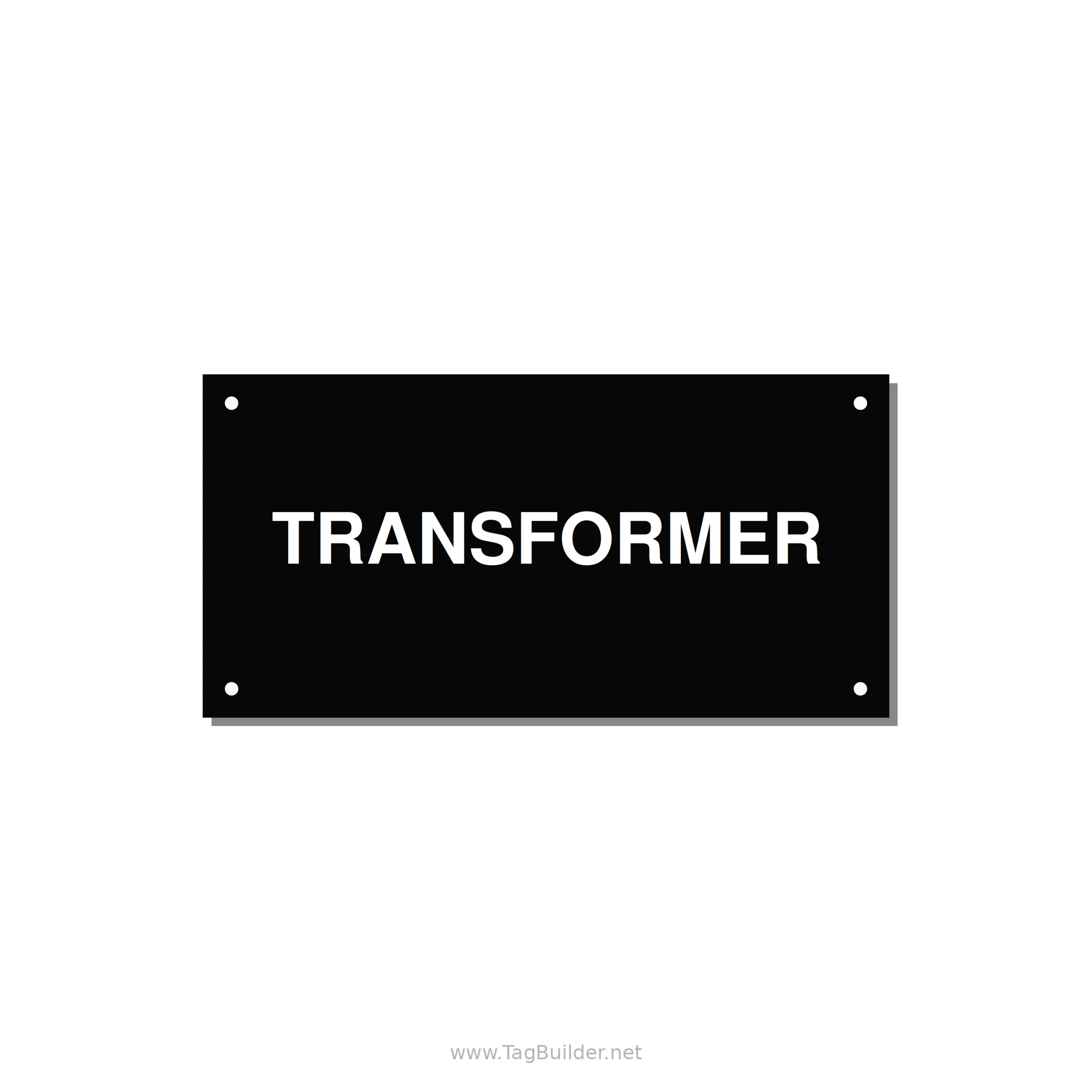 6.0x3.0" Transformer Label - TRANSFORMER — 6x3" White on Black, Holes