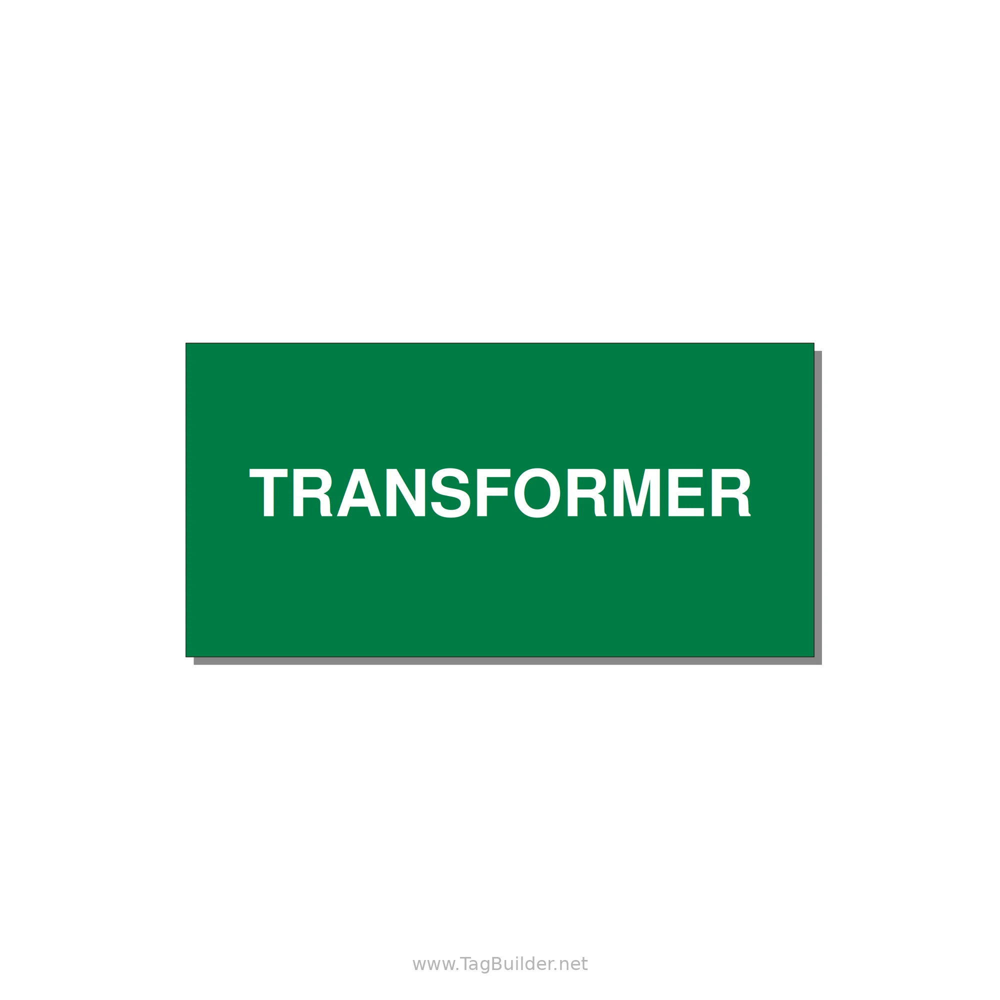 6.0x3.0" Transformer Label - TRANSFORMER — 6x3" White on Green, Adhesive