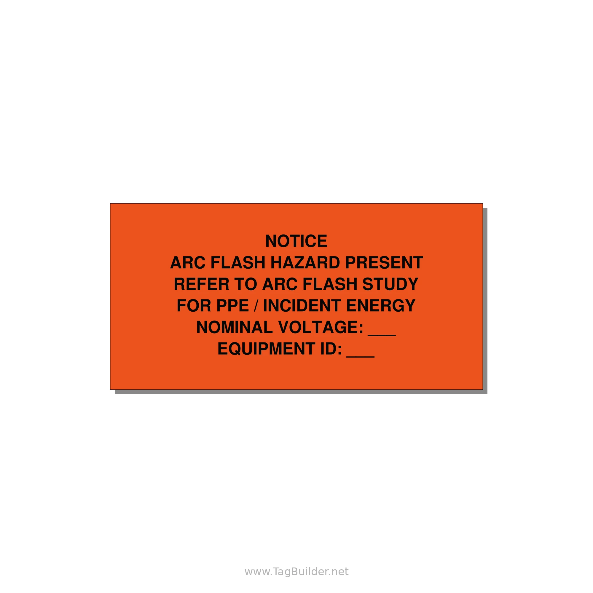 Arc Flash Hazard Label (Refer to Study) — NFPA 70E — 4x2" Black on Orange, Adhesive