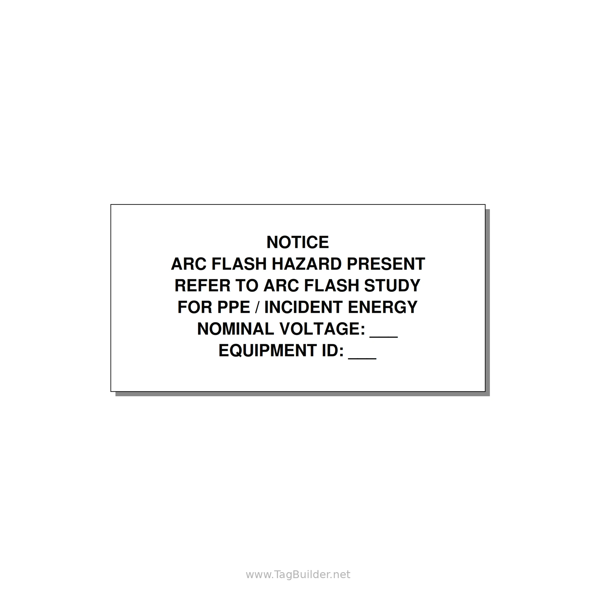 Arc Flash Hazard Label (Refer to Study) — NFPA 70E — 4x2" Black on White, Adhesive