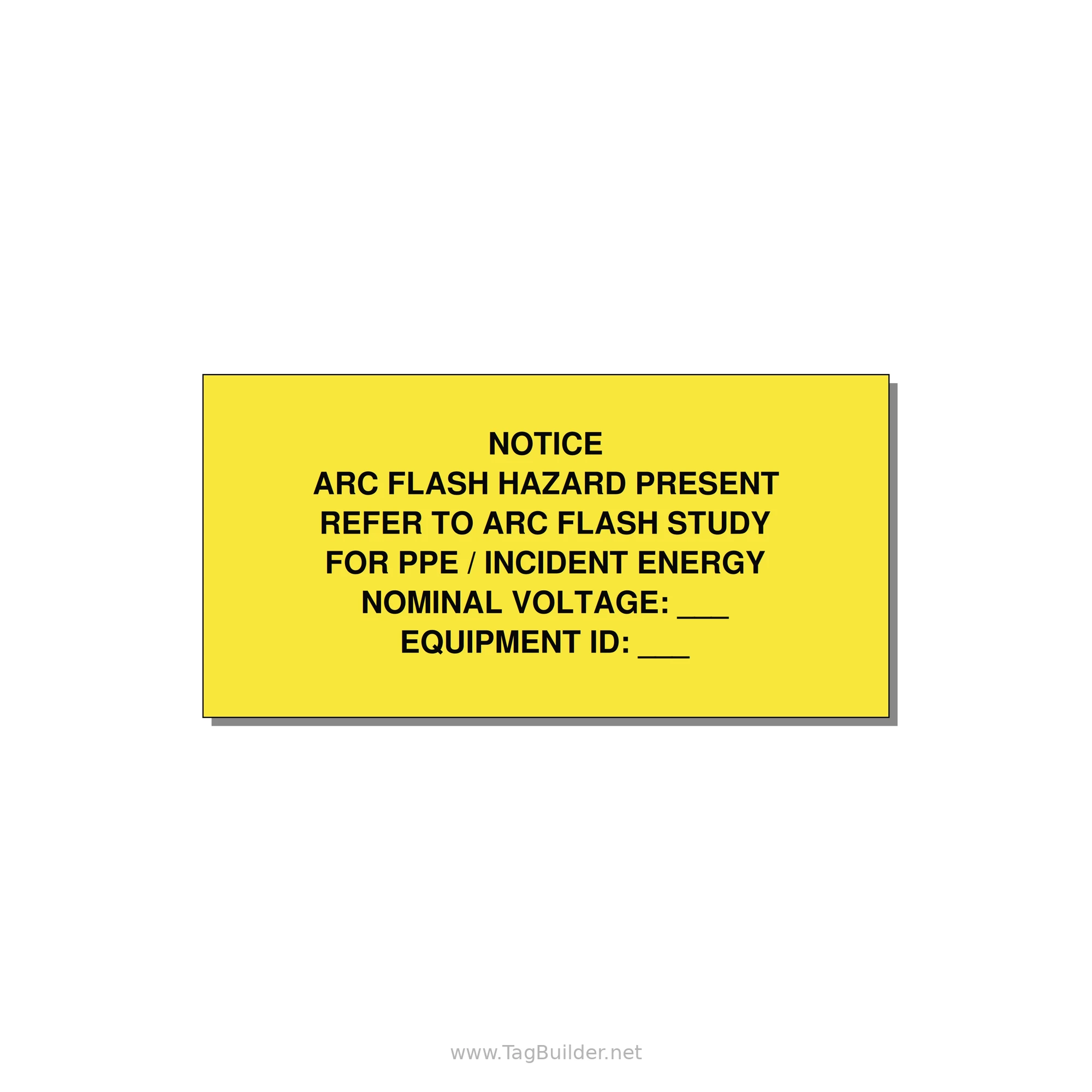 Arc Flash Hazard Label (Refer to Study) — NFPA 70E — 4x2" Black on Yellow, Adhesive