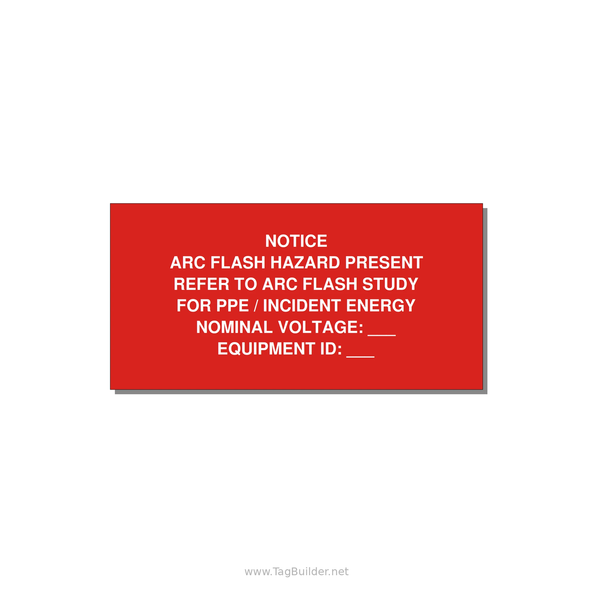 Arc Flash Hazard Label (Refer to Study) — NFPA 70E — 4x2" White on Red, Adhesive