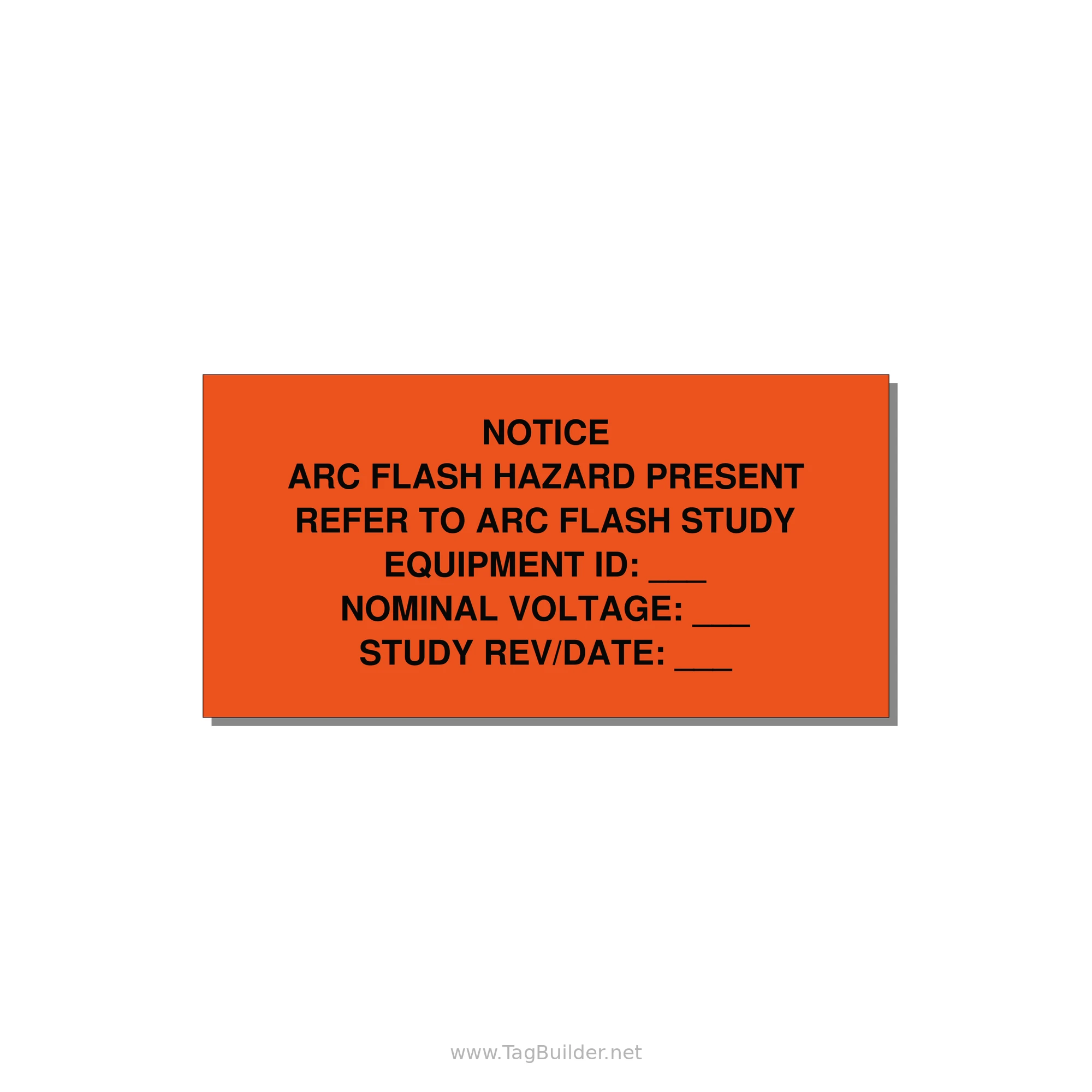 Arc Flash Hazard Label (Refer to Study) — NFPA 70E — 6x3" Black on Orange, Adhesive
