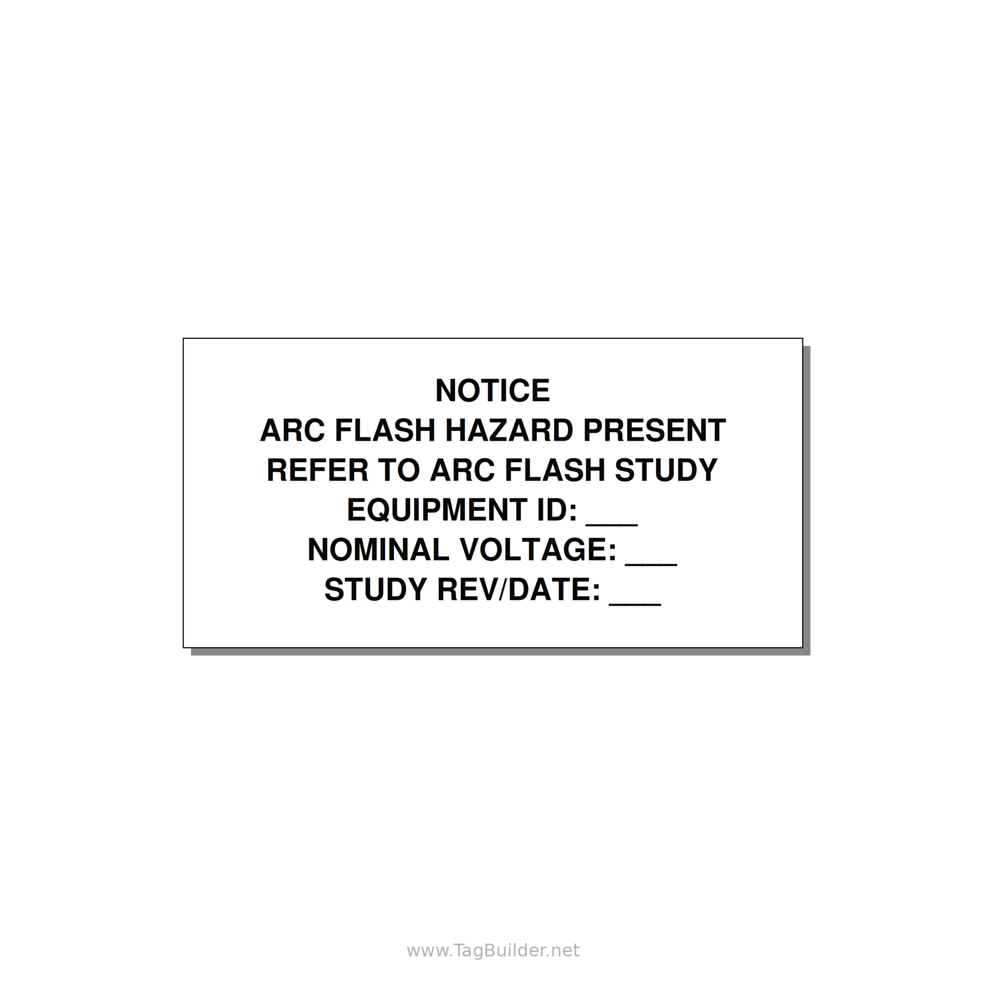 Arc Flash Hazard Label (Refer to Study) — NFPA 70E — 6x3" Black on White, Adhesive