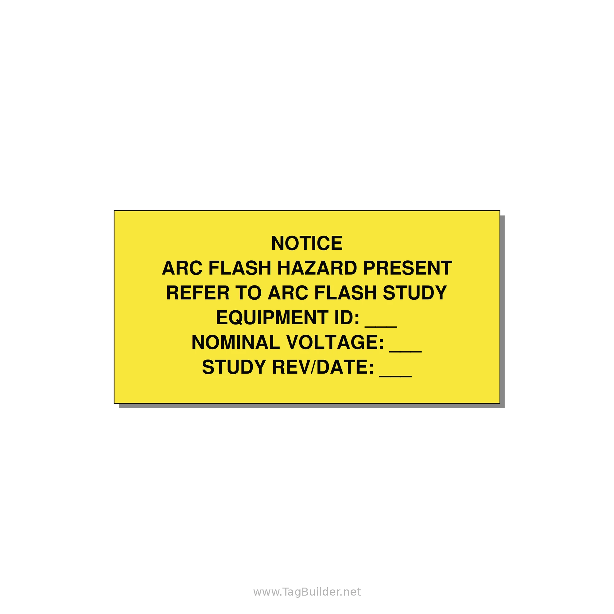 Arc Flash Hazard Label (Refer to Study) — NFPA 70E — 6x3" Black on Yellow, Adhesive