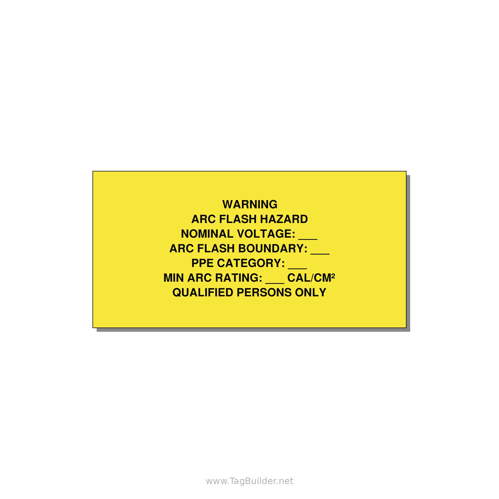 Arc Flash Label (PPE Category Fill-In) — NFPA 70E — 4x2" Black on Yellow, Adhesive