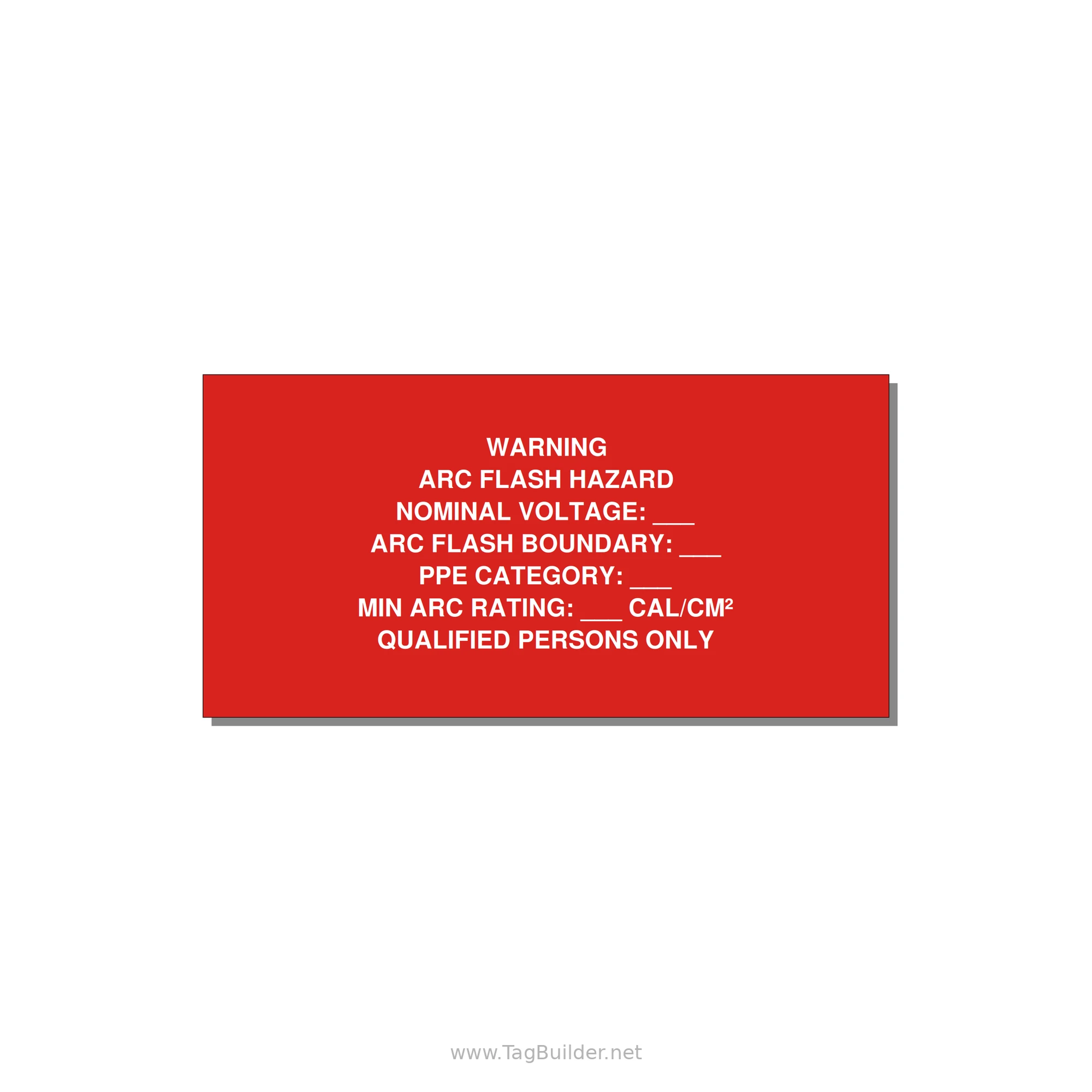Arc Flash Label (PPE Category Fill-In) — NFPA 70E — 4x2" White on Red, Adhesive