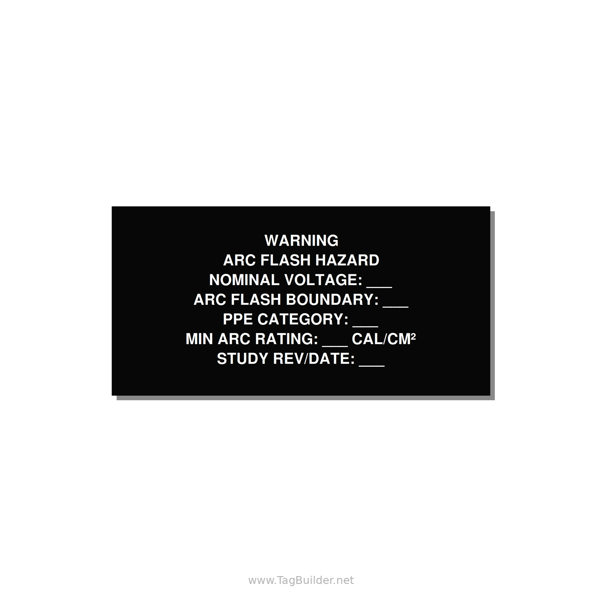 Arc Flash Label (PPE Category Fill-In) — NFPA 70E — 6x3" White on Black, Adhesive