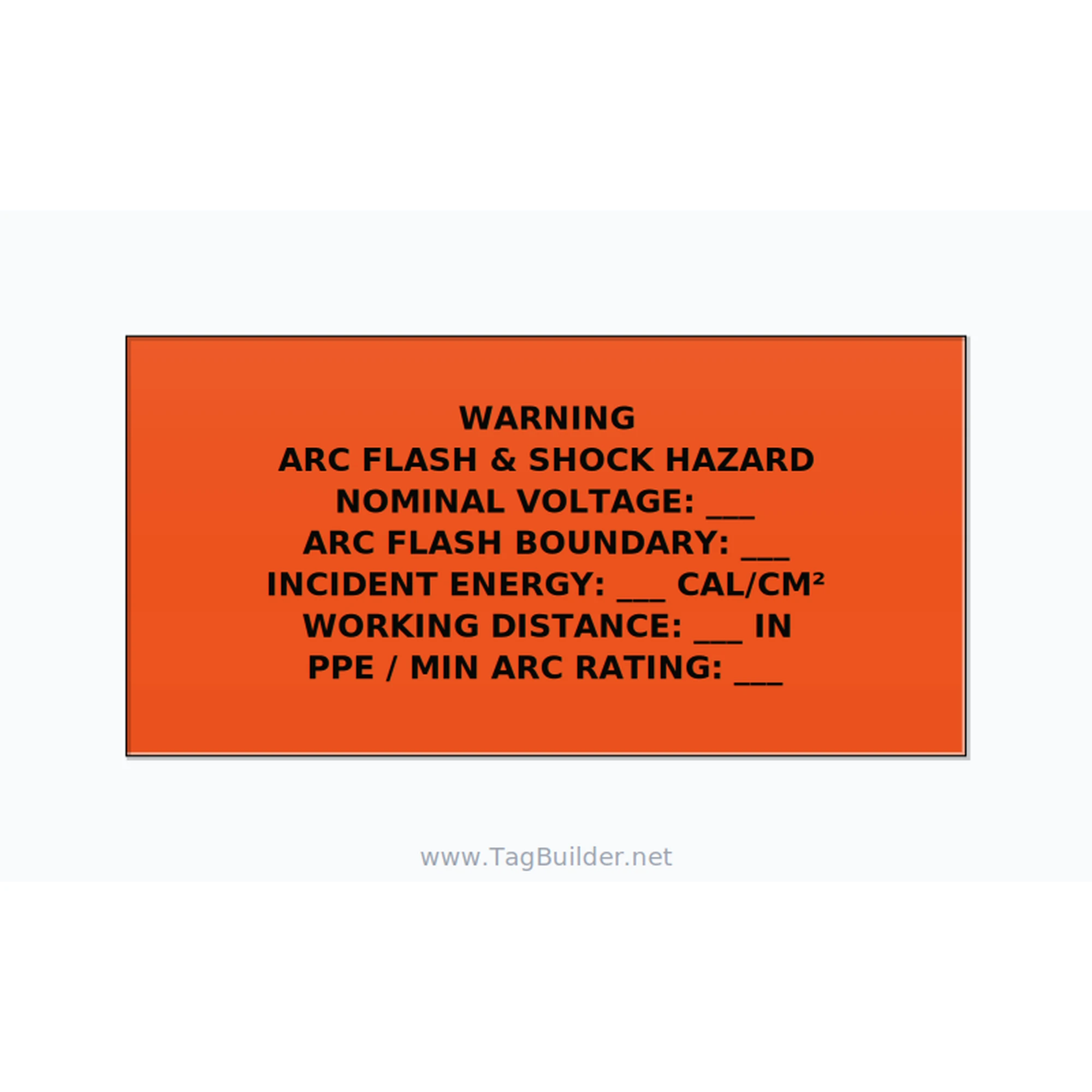 Arc Flash & Shock Hazard Label (Incident Energy Fill-In) — NFPA 70E — 4x2 Holes
