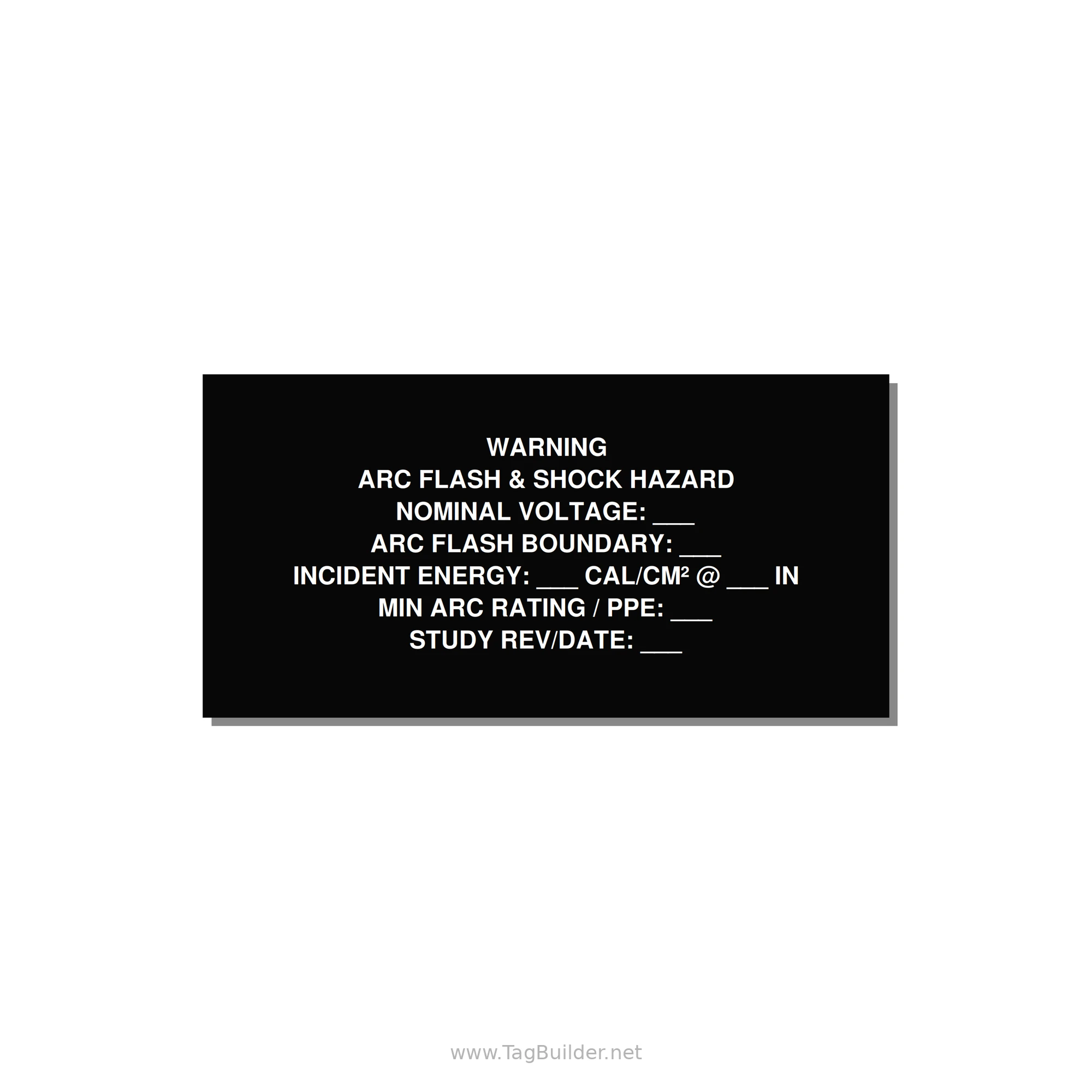 Arc Flash & Shock Hazard Label (Incident Energy Fill-In) — NFPA 70E — 6x3" White on Black, Adhesive