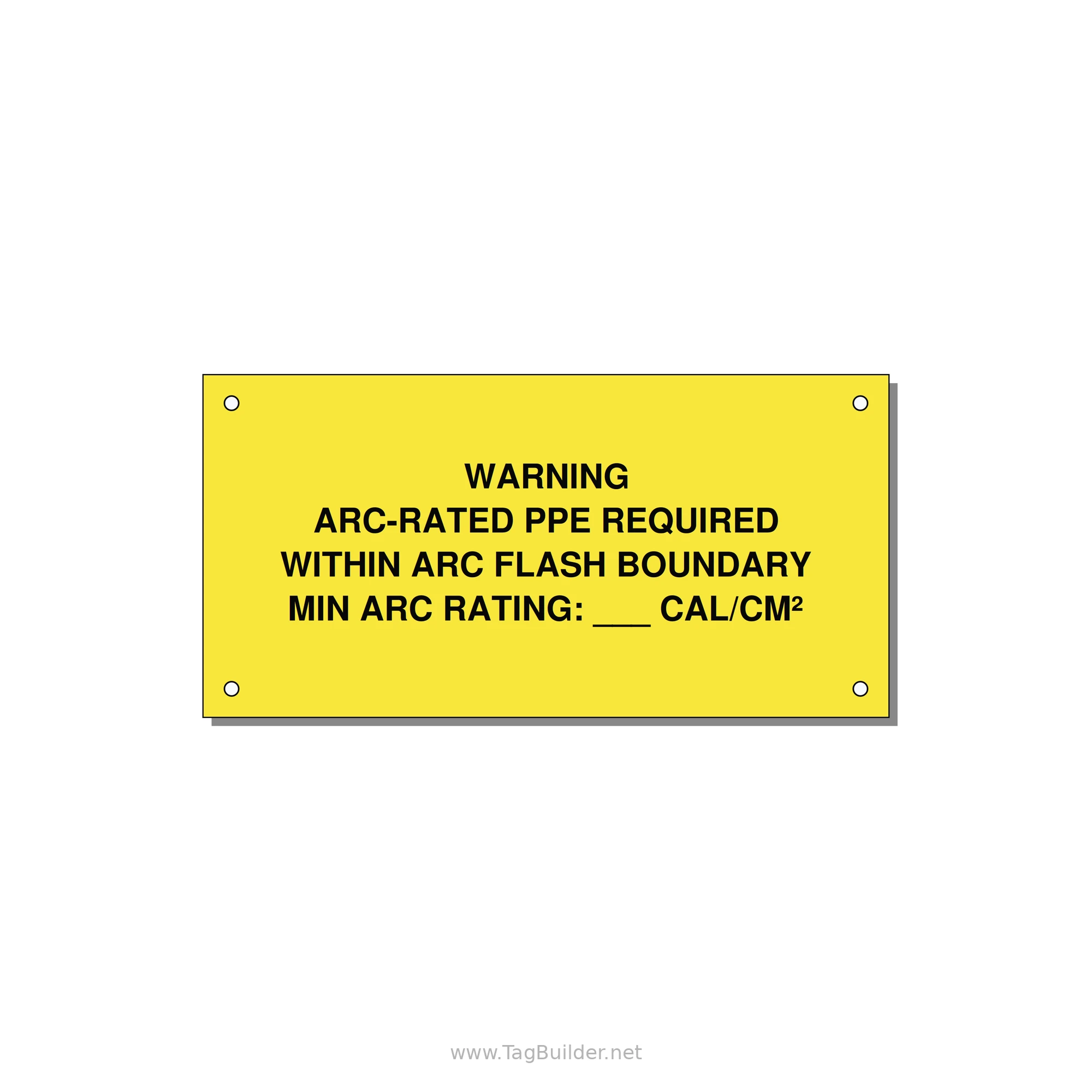 Arc-Rated PPE Requi — 6x3" Black on Yellow, Holes