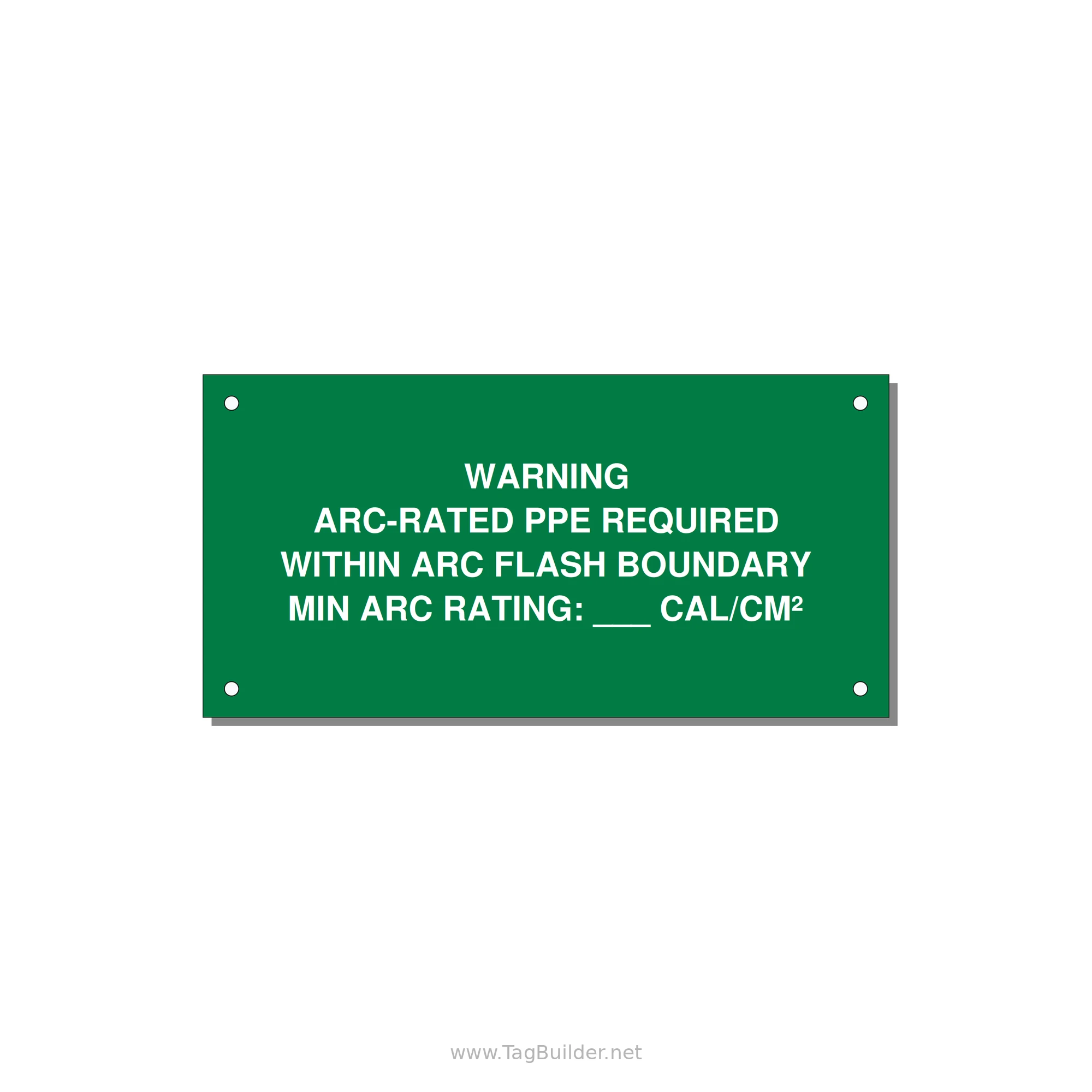 Arc-Rated PPE Requi — 6x3" White on Green, Holes
