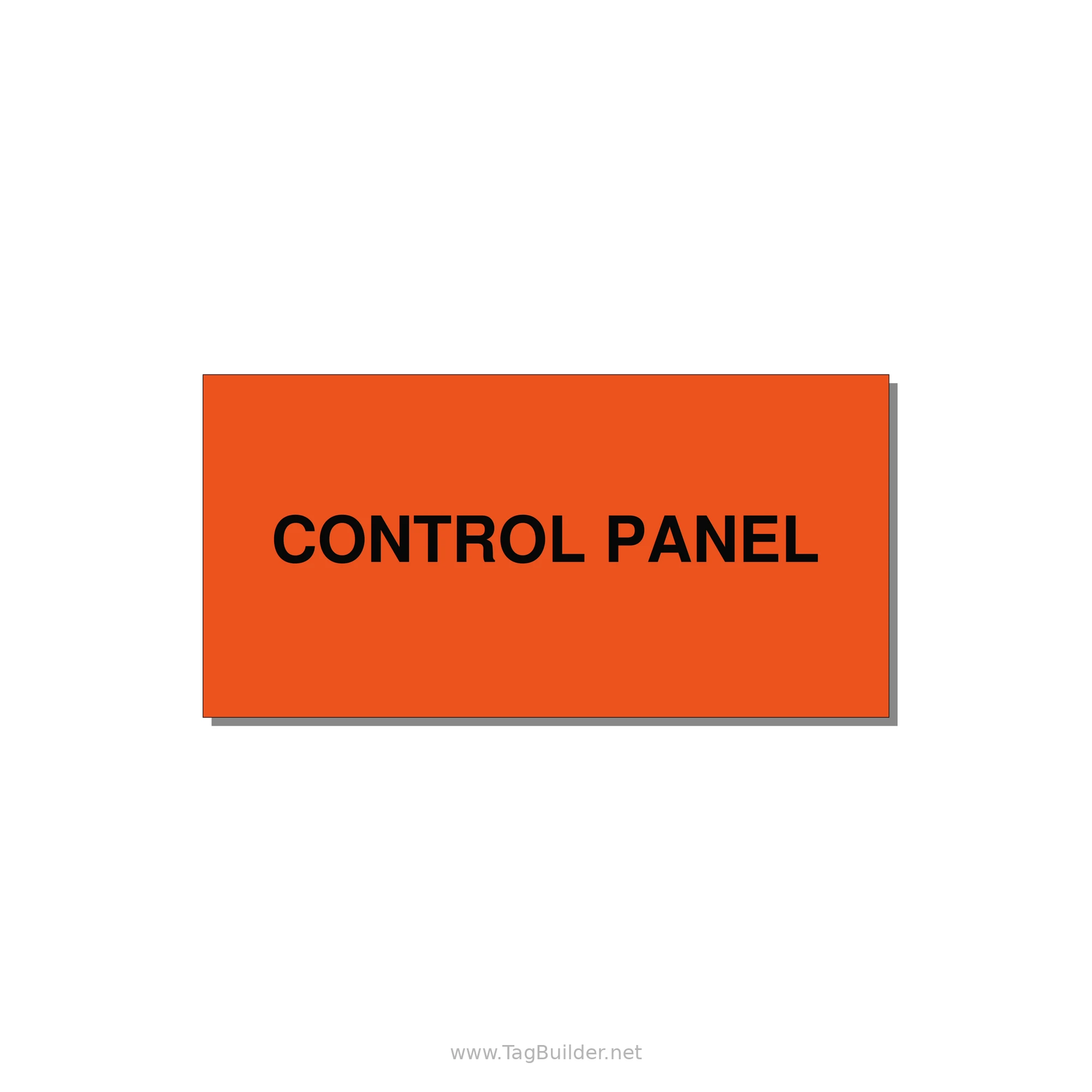 Control Panel Label – Machine Builder Identification — 4x2" Black on Orange, Adhesive