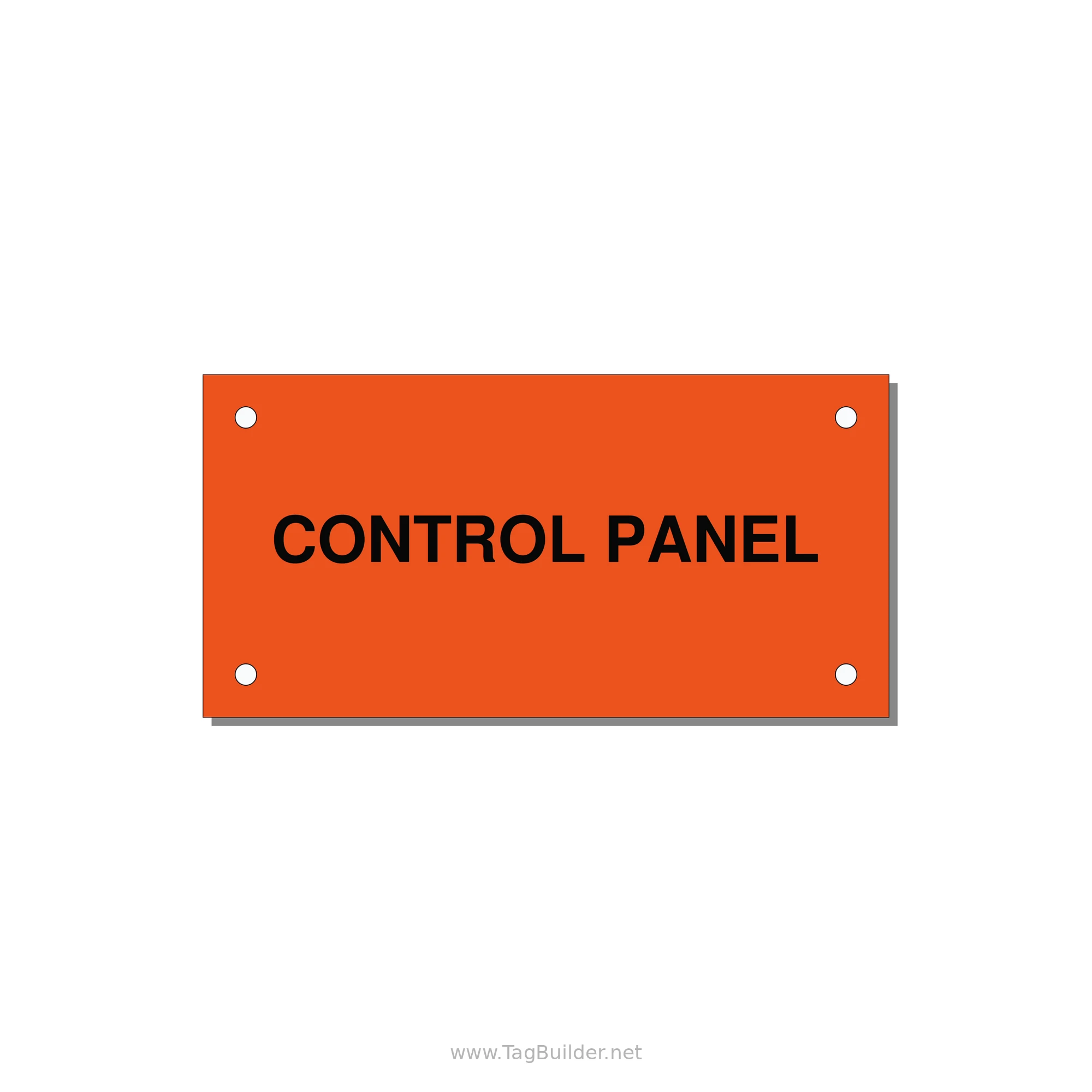Control Panel Label – Machine Builder Identification — 4x2" Black on Orange, Holes