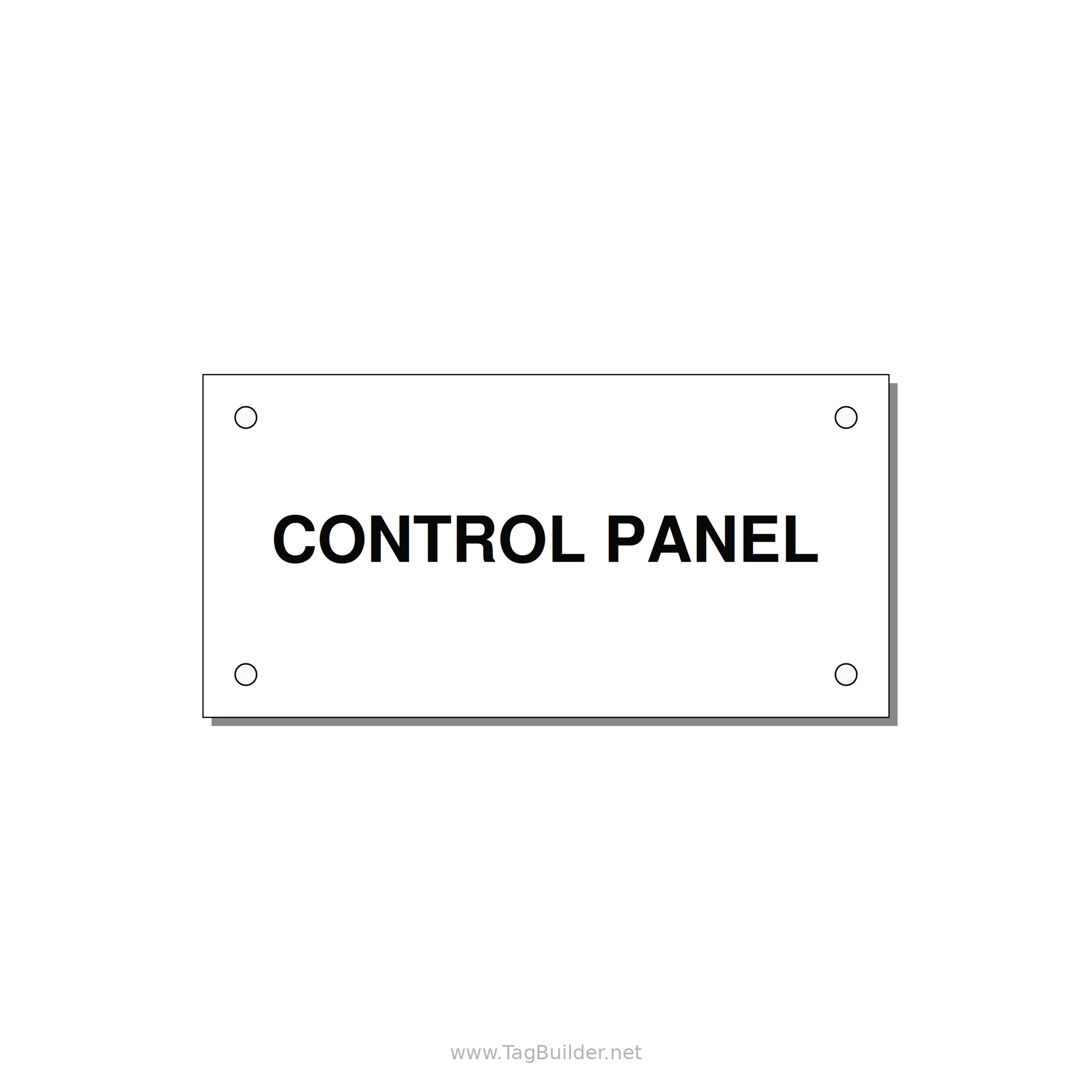 Control Panel Label – Machine Builder Identification — 4x2" Black on White, Holes