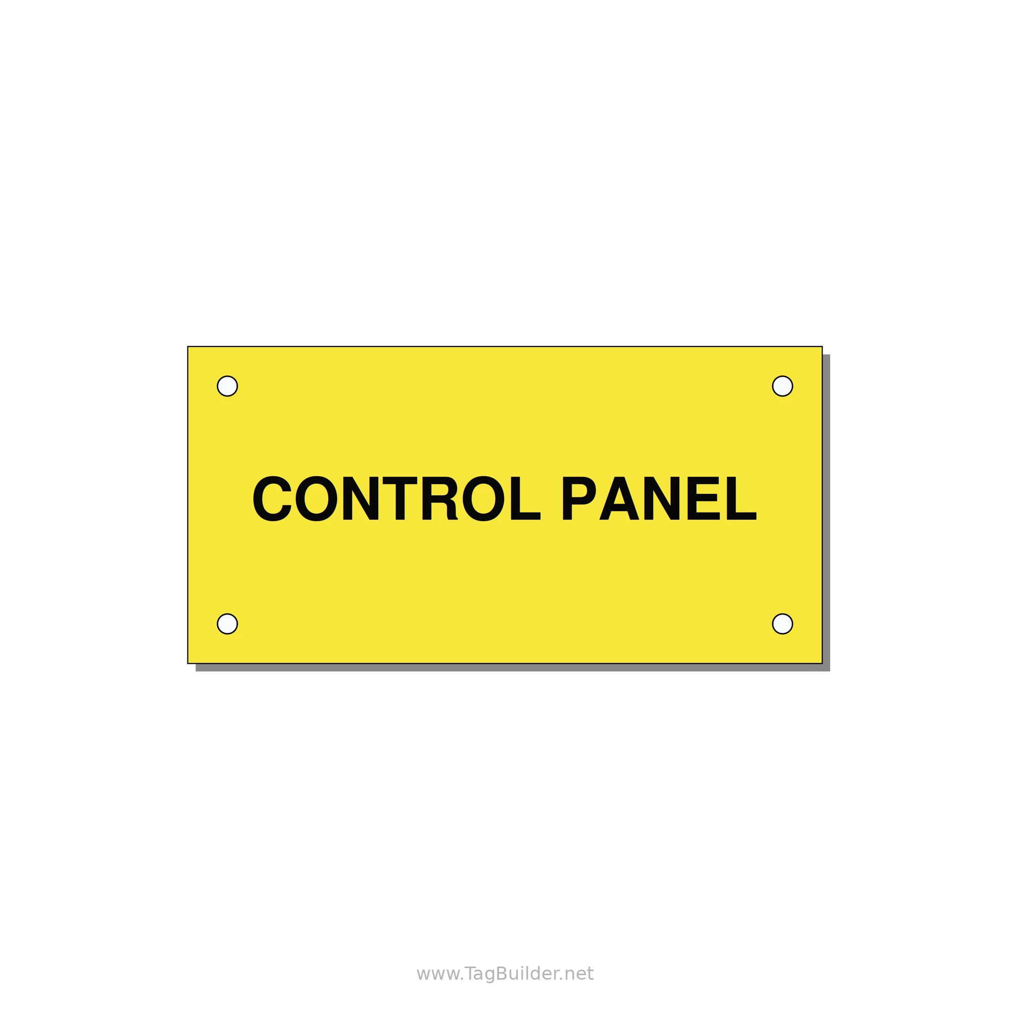 Control Panel Label – Machine Builder Identification — 4x2" Black on Yellow, Holes