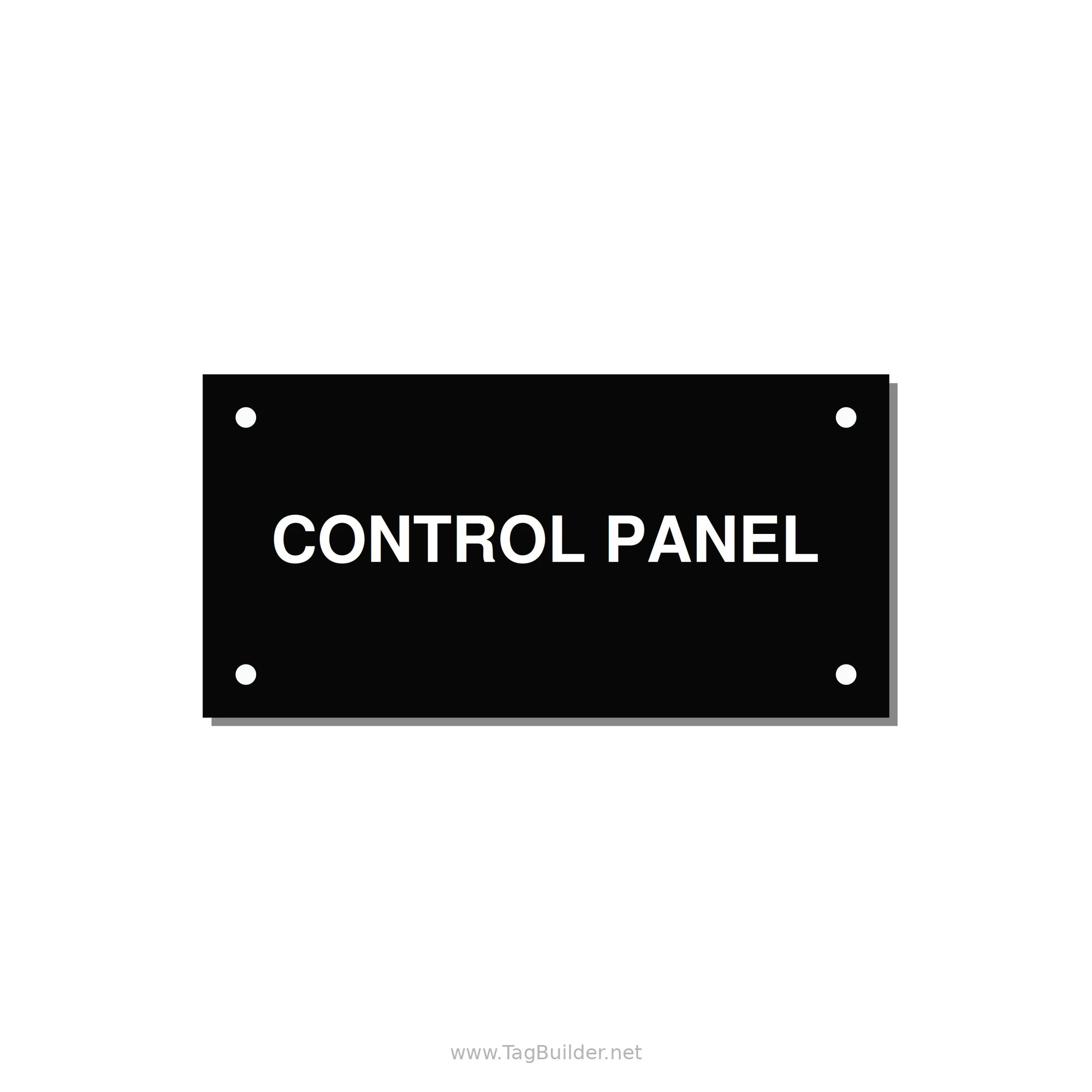 Control Panel Label – Machine Builder Identification — 4x2" White on Black, Holes