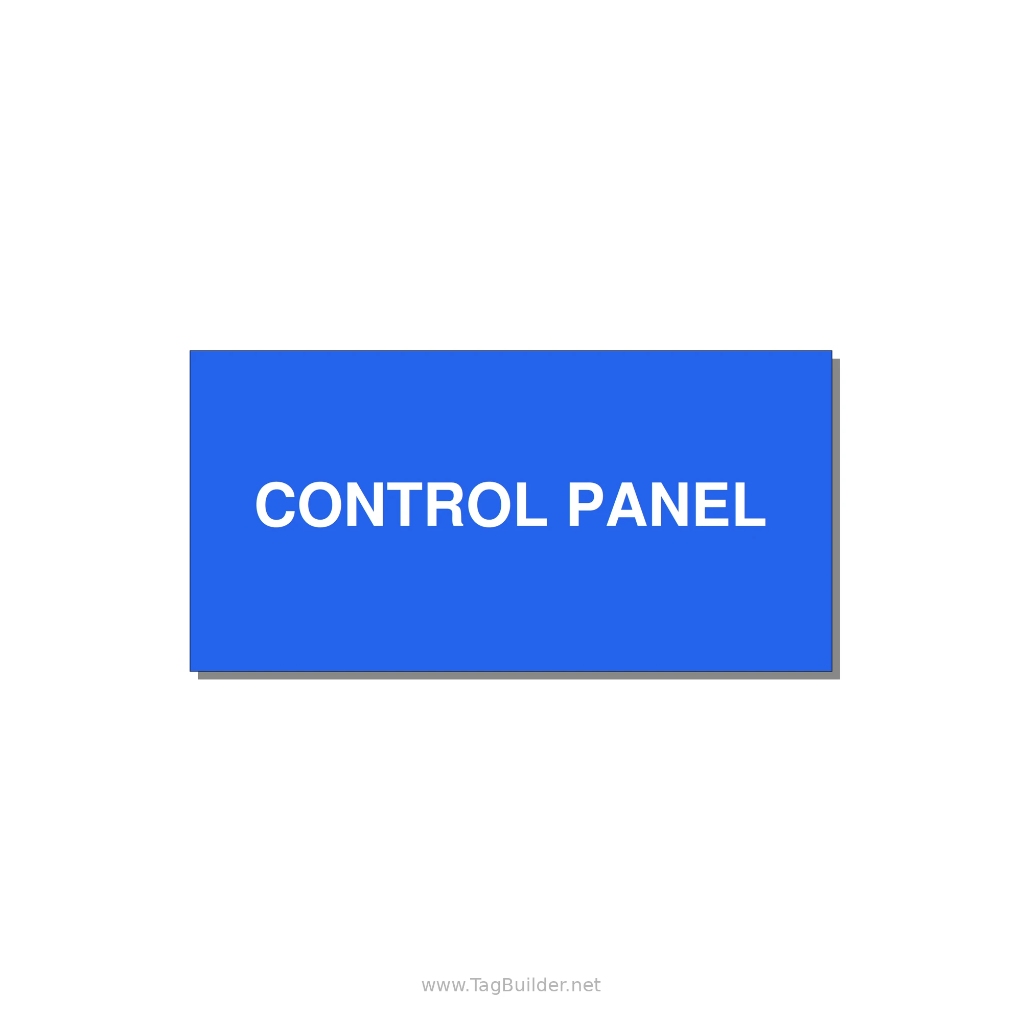 Control Panel Label – Machine Builder Identification — 4x2" White on Blue, Adhesive