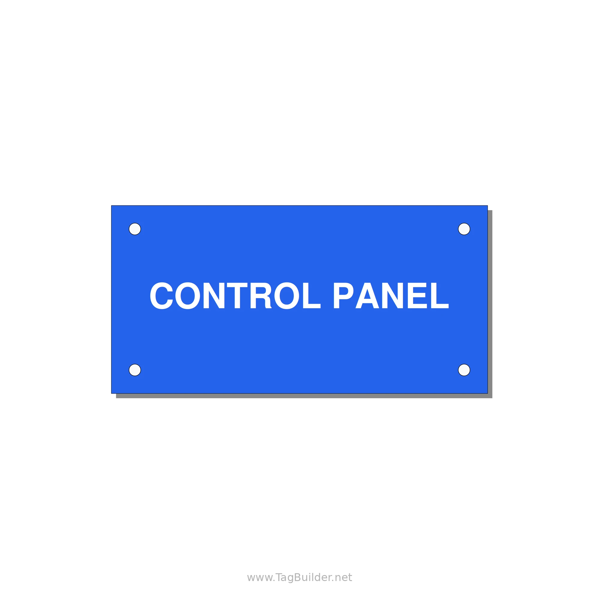 Control Panel Label – Machine Builder Identification — 4x2" White on Blue, Holes