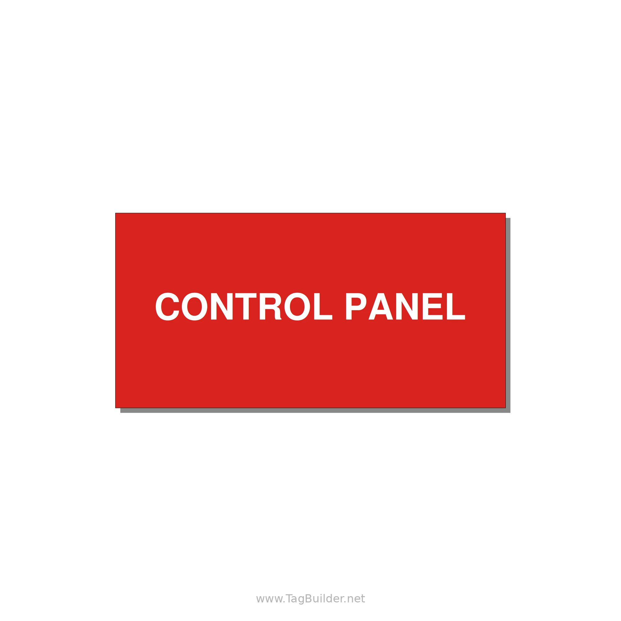 Control Panel Label – Machine Builder Identification — 4x2" White on Red, Adhesive