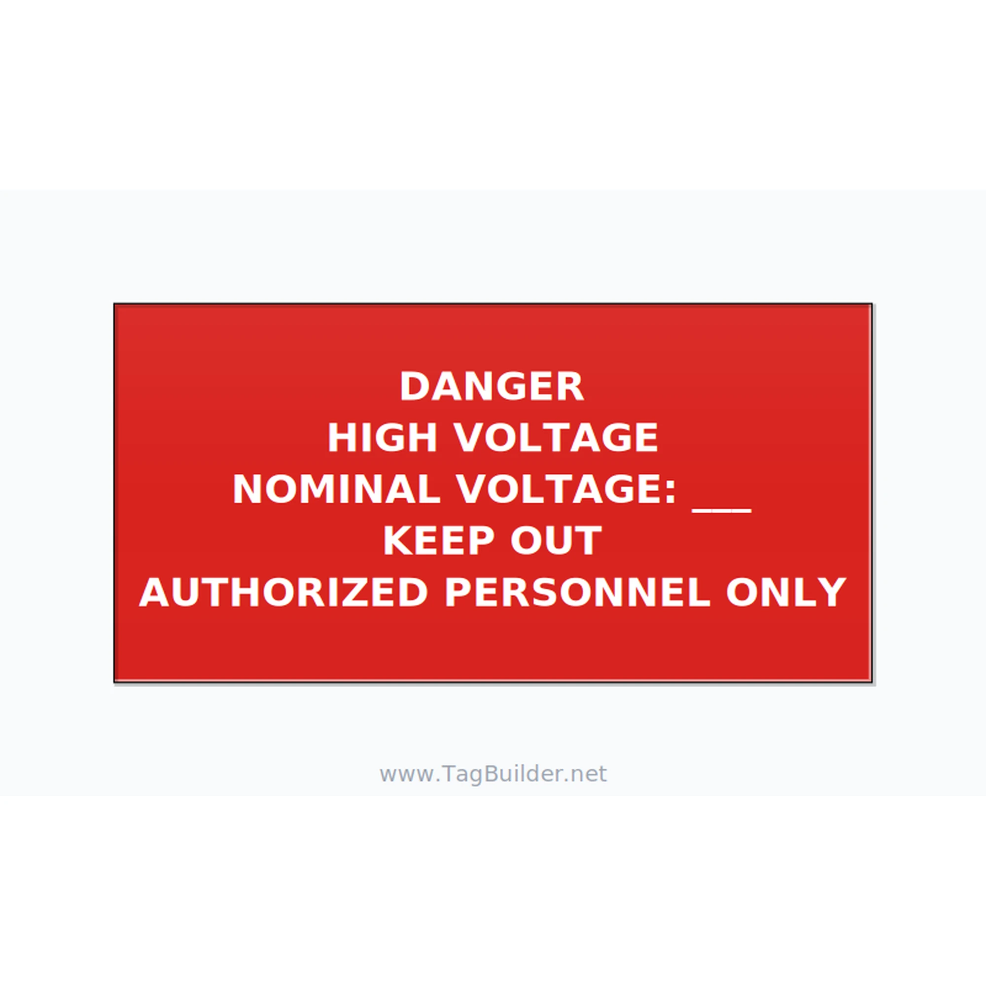 Danger High Voltage Label — 4x2 Adhesive