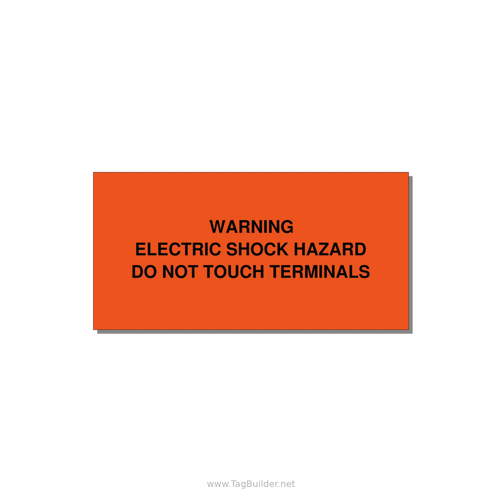 Electric Shock Hazard - Terminals — 4x2" Black on Orange, Adhesive