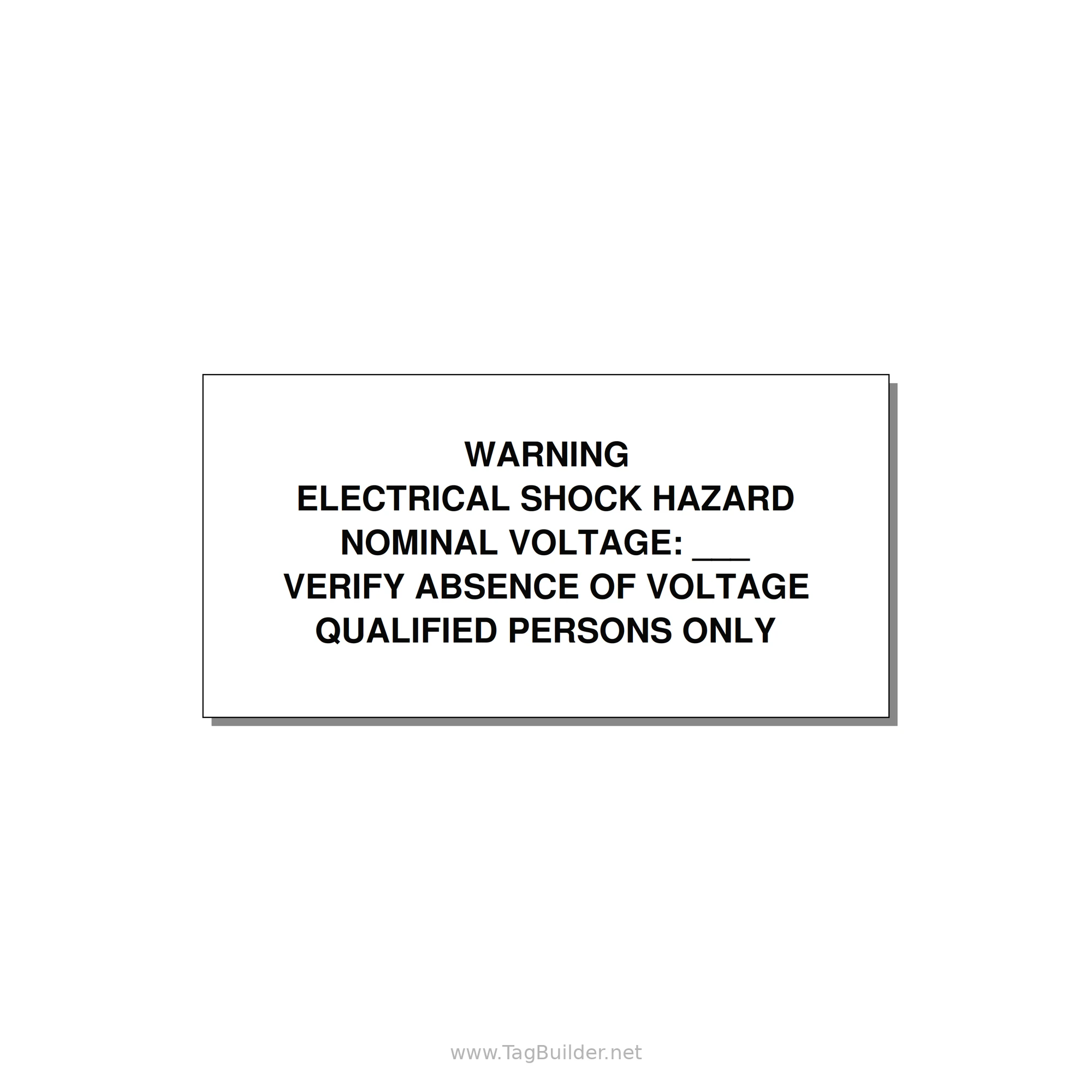 Electrical Shock Hazard Label — 4x2" Black on White, Adhesive
