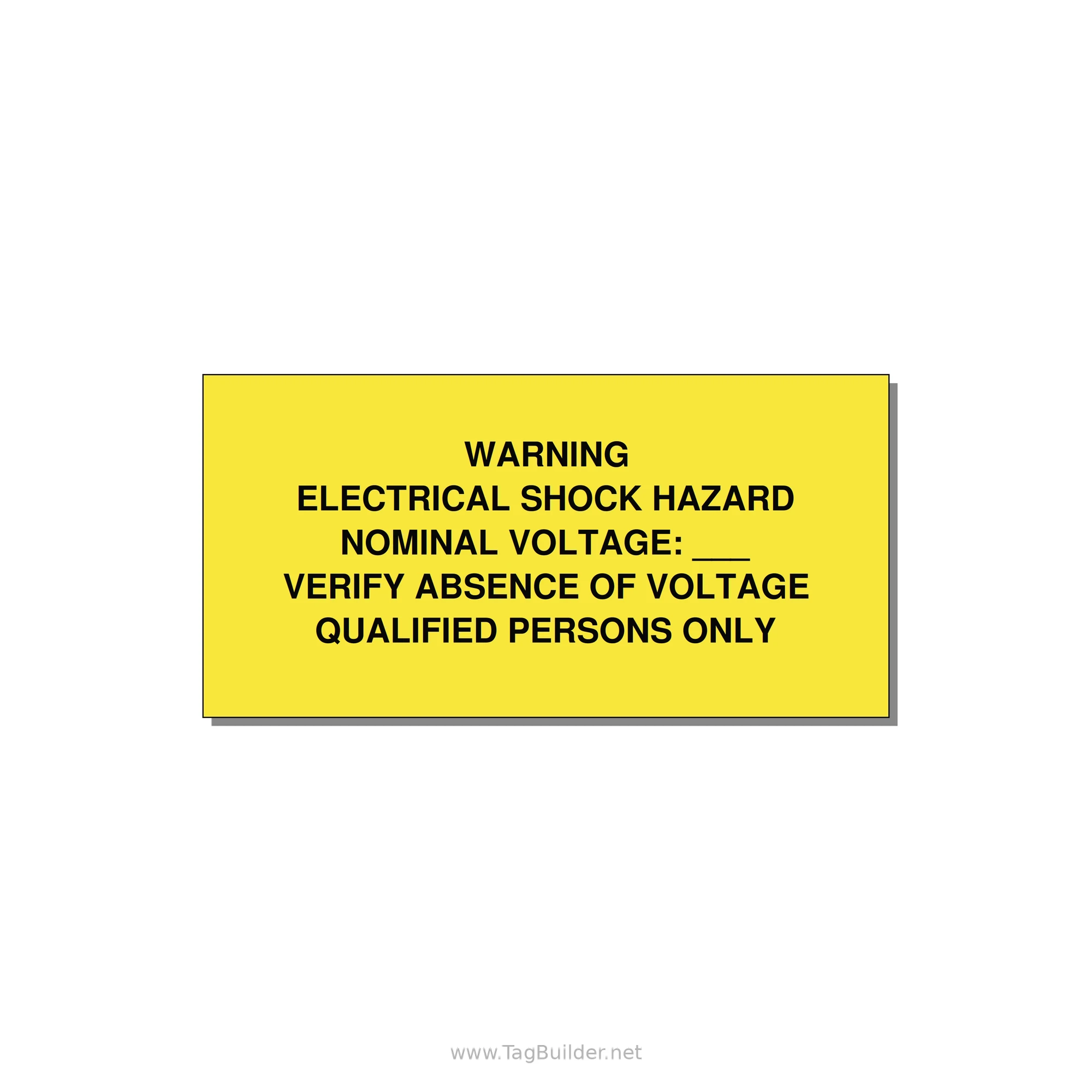 Electrical Shock Hazard Label — 4x2" Black on Yellow, Adhesive