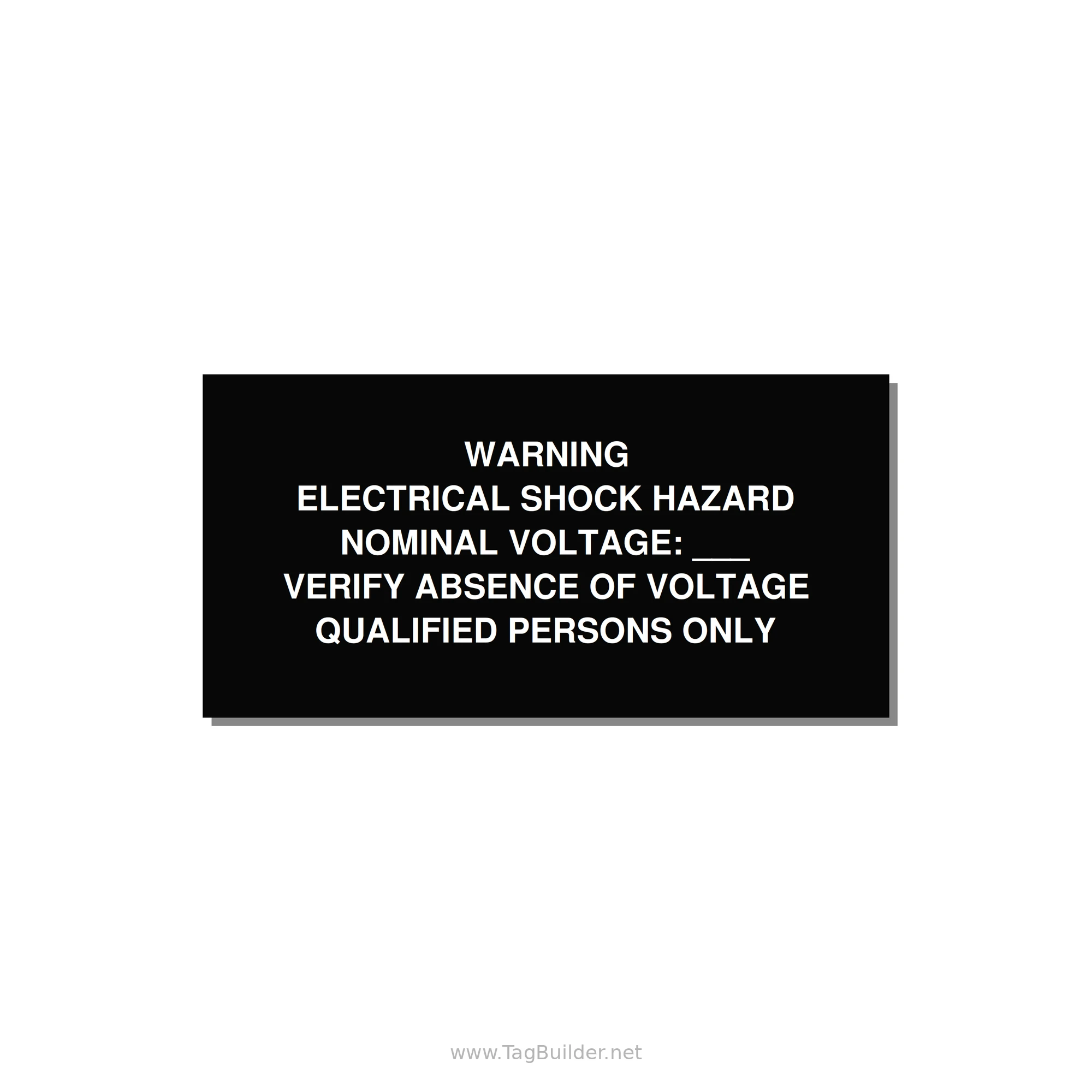 Electrical Shock Hazard Label — 4x2" White on Black, Adhesive