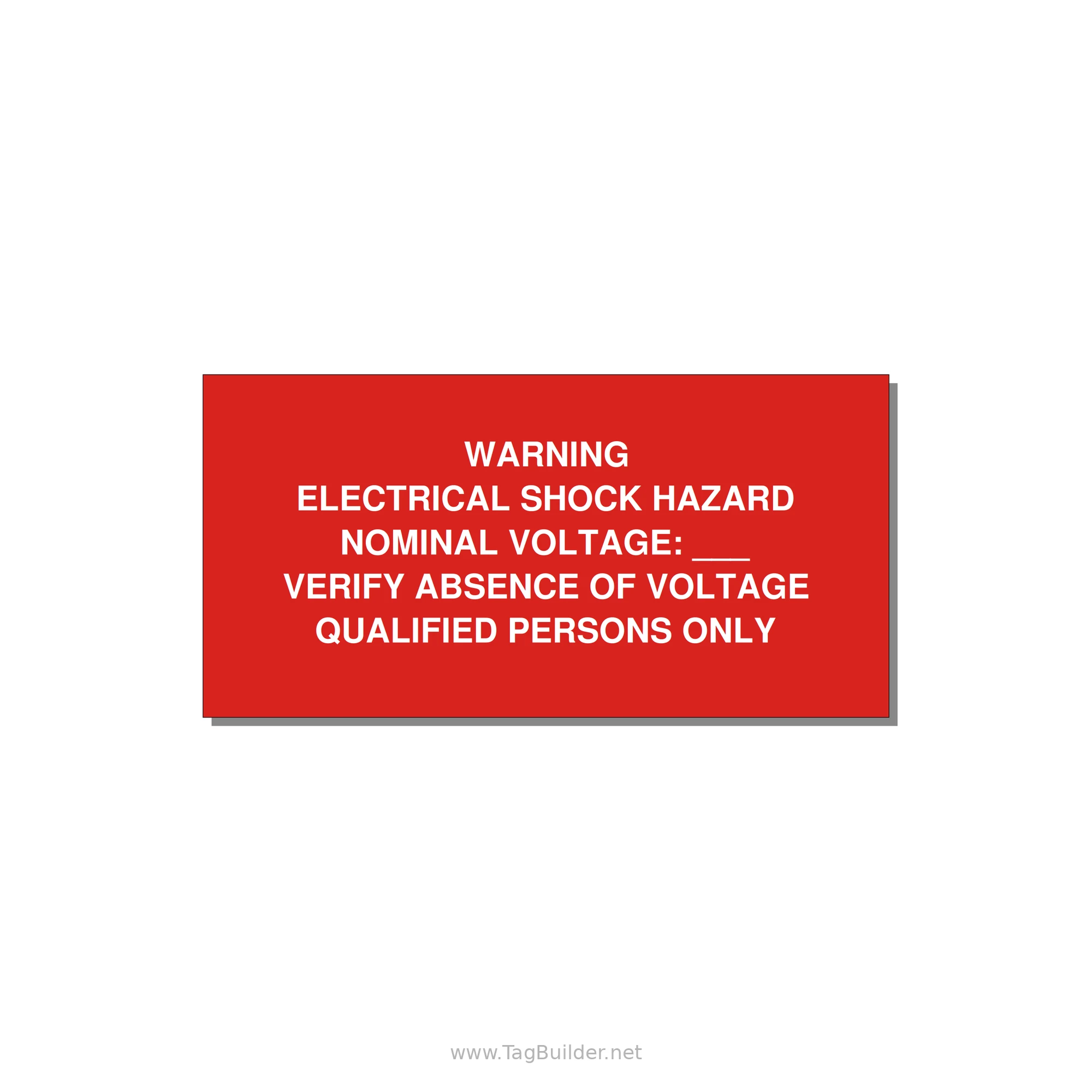 Electrical Shock Hazard Label — 4x2" White on Red, Adhesive