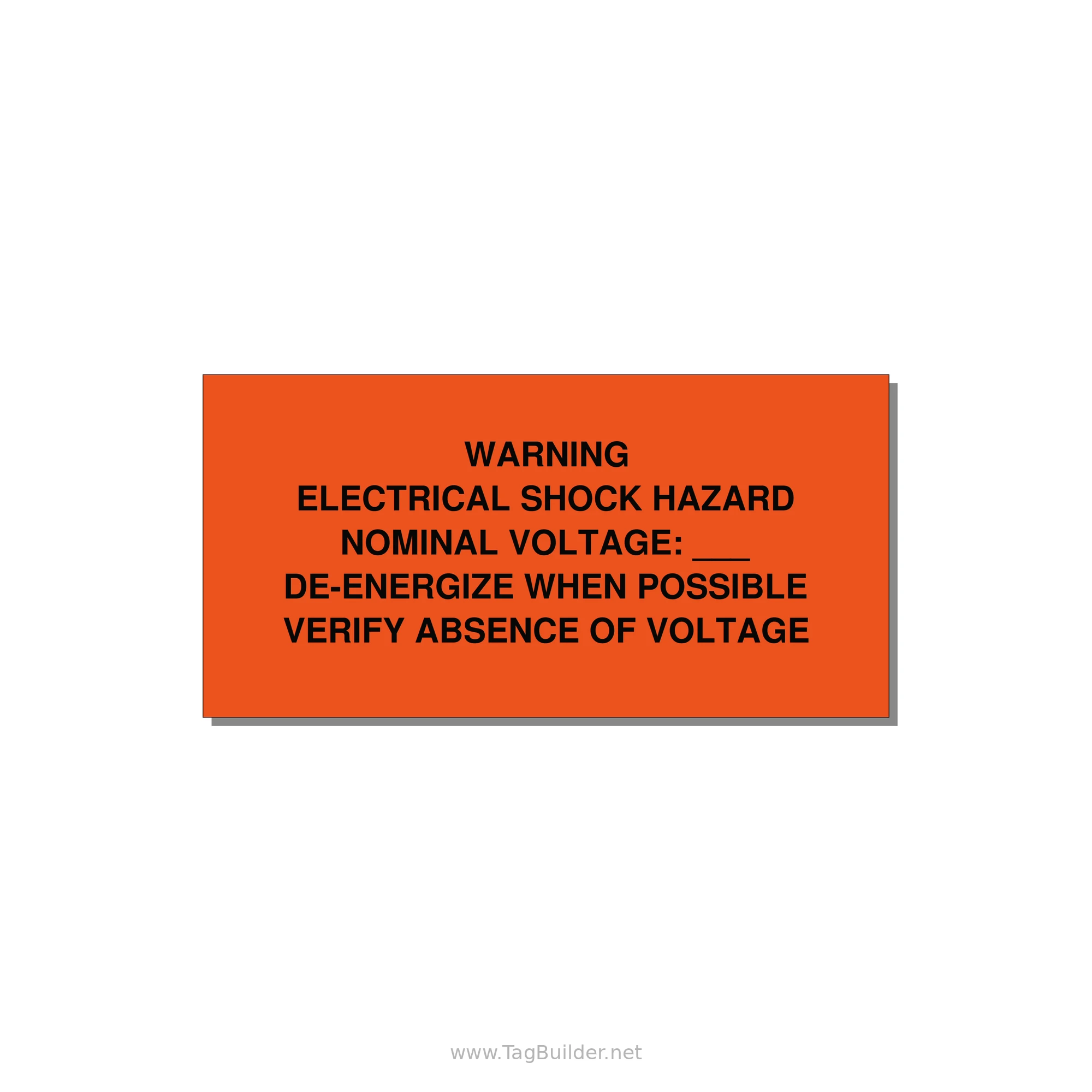 Electrical Shock Hazard Label — 6x3" Black on Orange, Adhesive