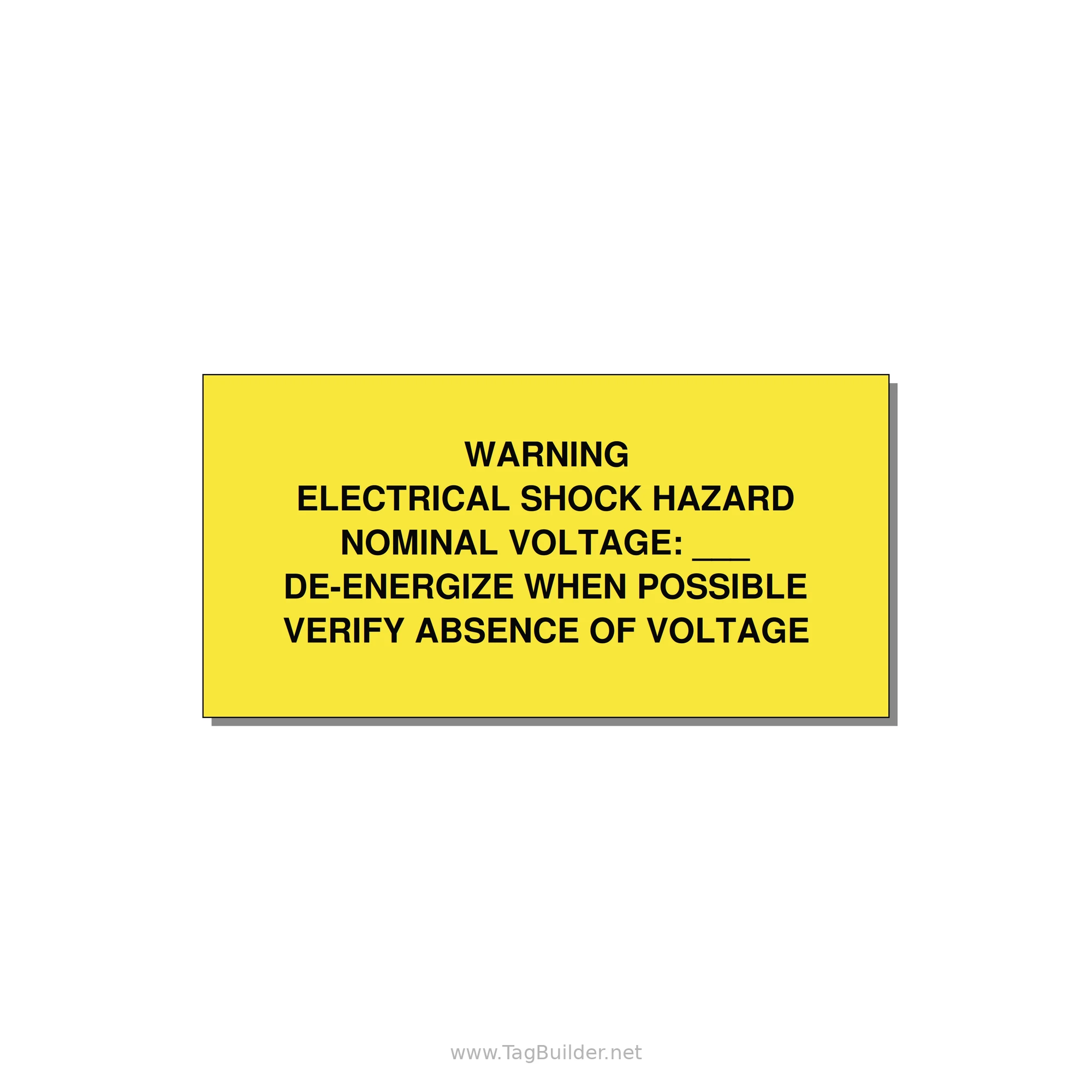 Electrical Shock Hazard Label — 6x3" Black on Yellow, Adhesive