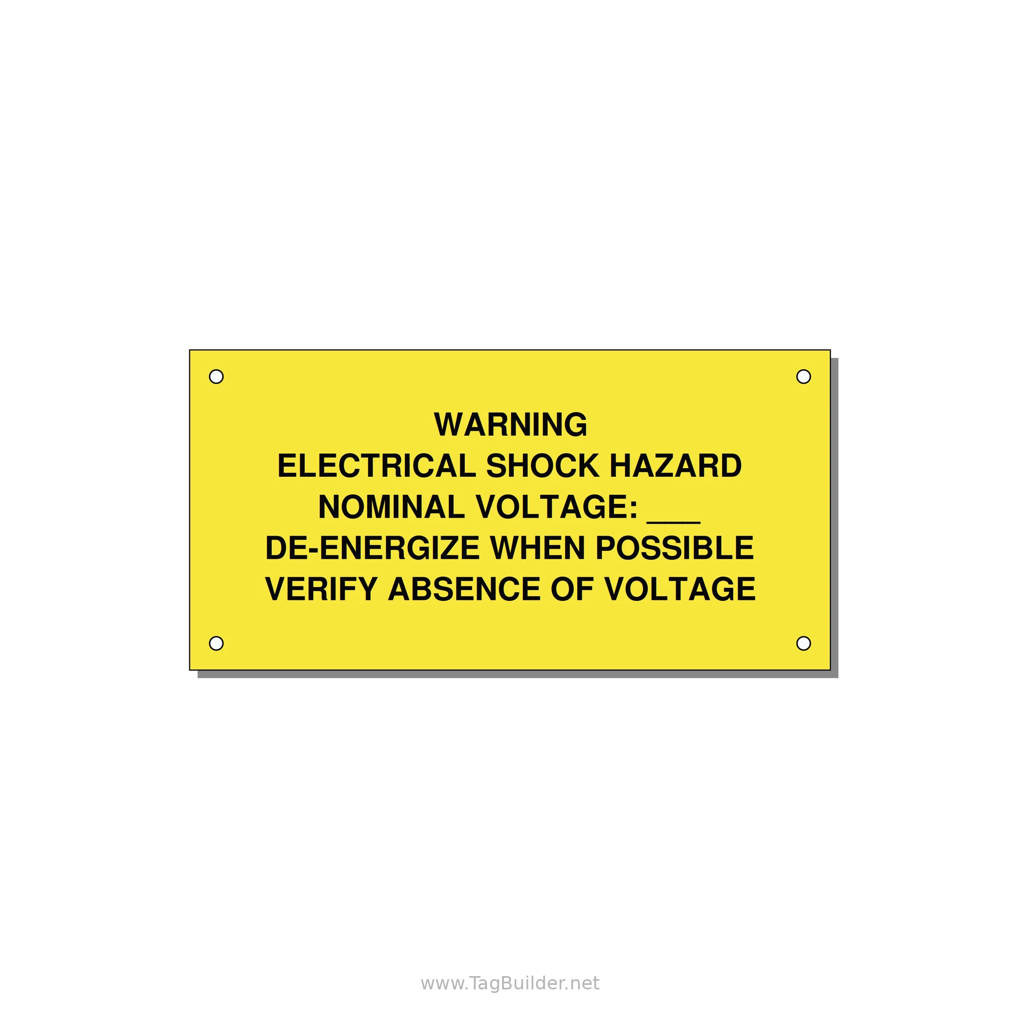Electrical Shock Hazard Label — 6x3" Black on Yellow, Holes