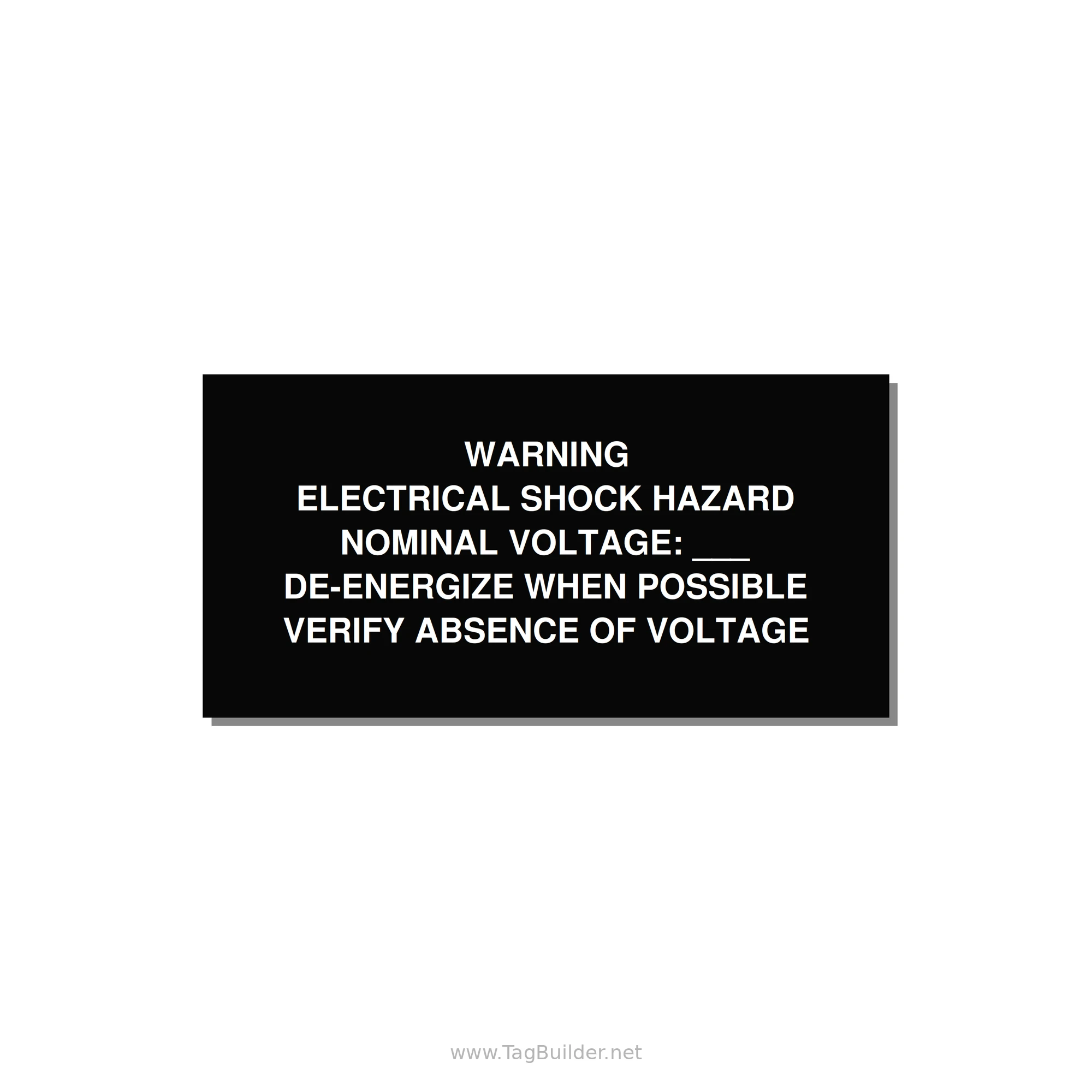 Electrical Shock Hazard Label — 6x3" White on Black, Adhesive