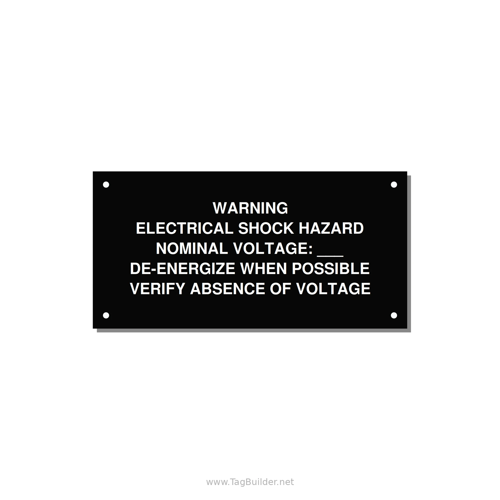 Electrical Shock Hazard Label — 6x3" White on Black, Holes