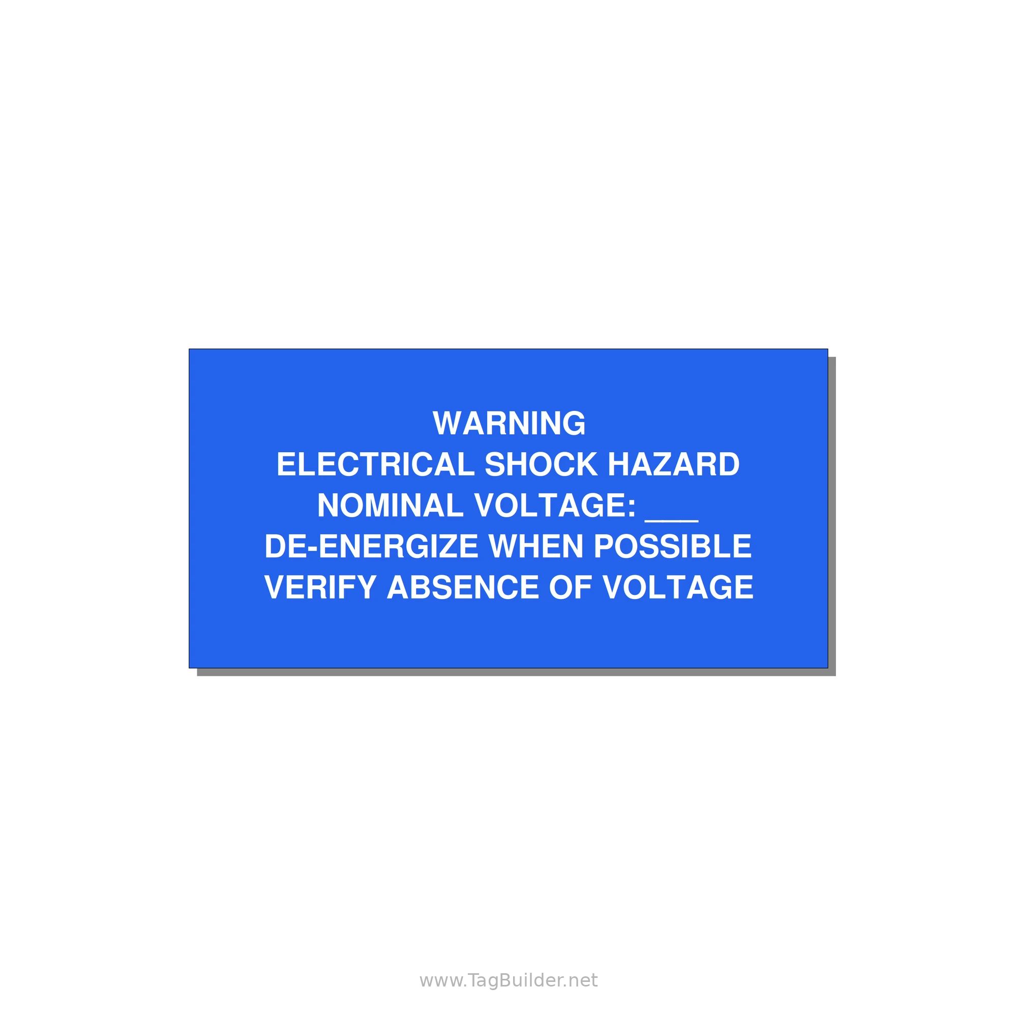 Electrical Shock Hazard Label — 6x3" White on Blue, Adhesive