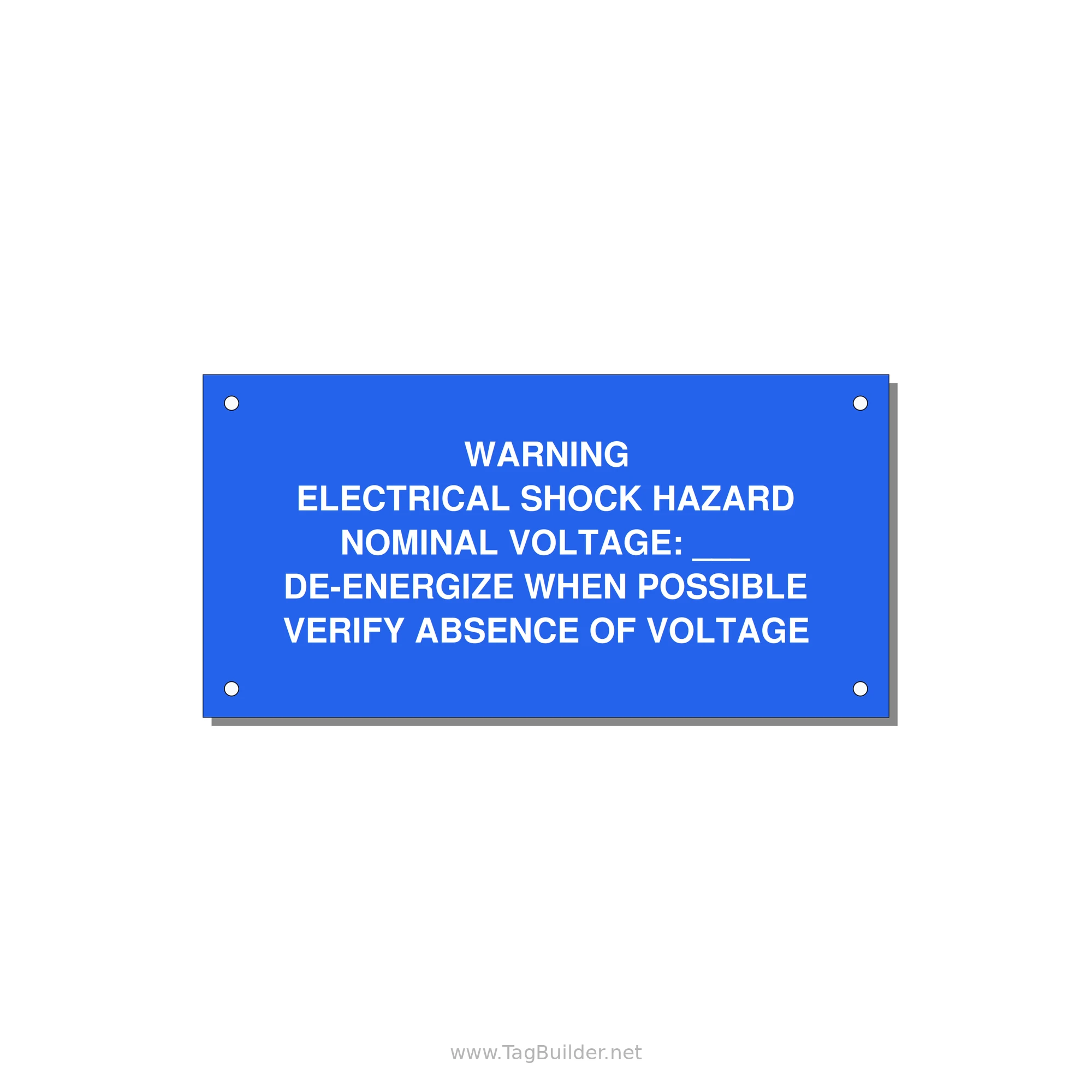 Electrical Shock Hazard Label — 6x3" White on Blue, Holes