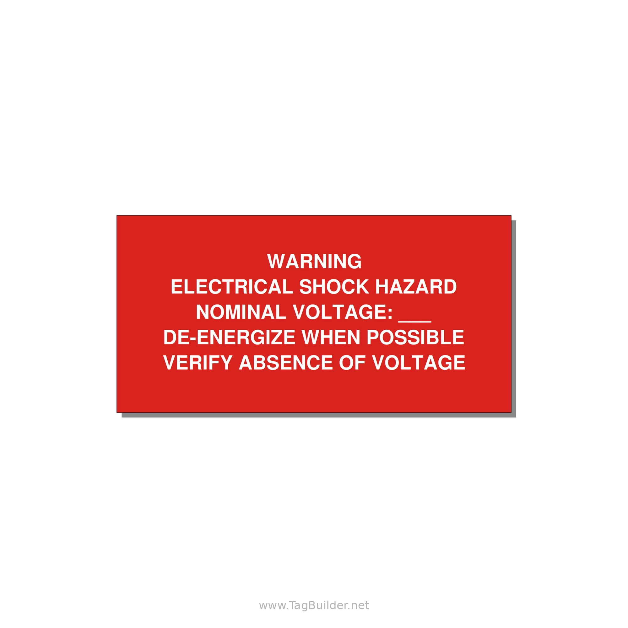 Electrical Shock Hazard Label — 6x3" White on Red, Adhesive