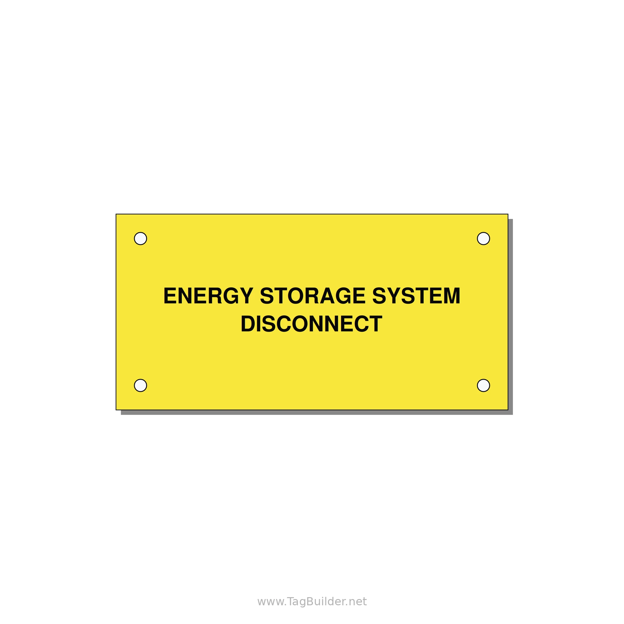 Energy Storage System Disconnect — 4x2" Black on Yellow, Holes