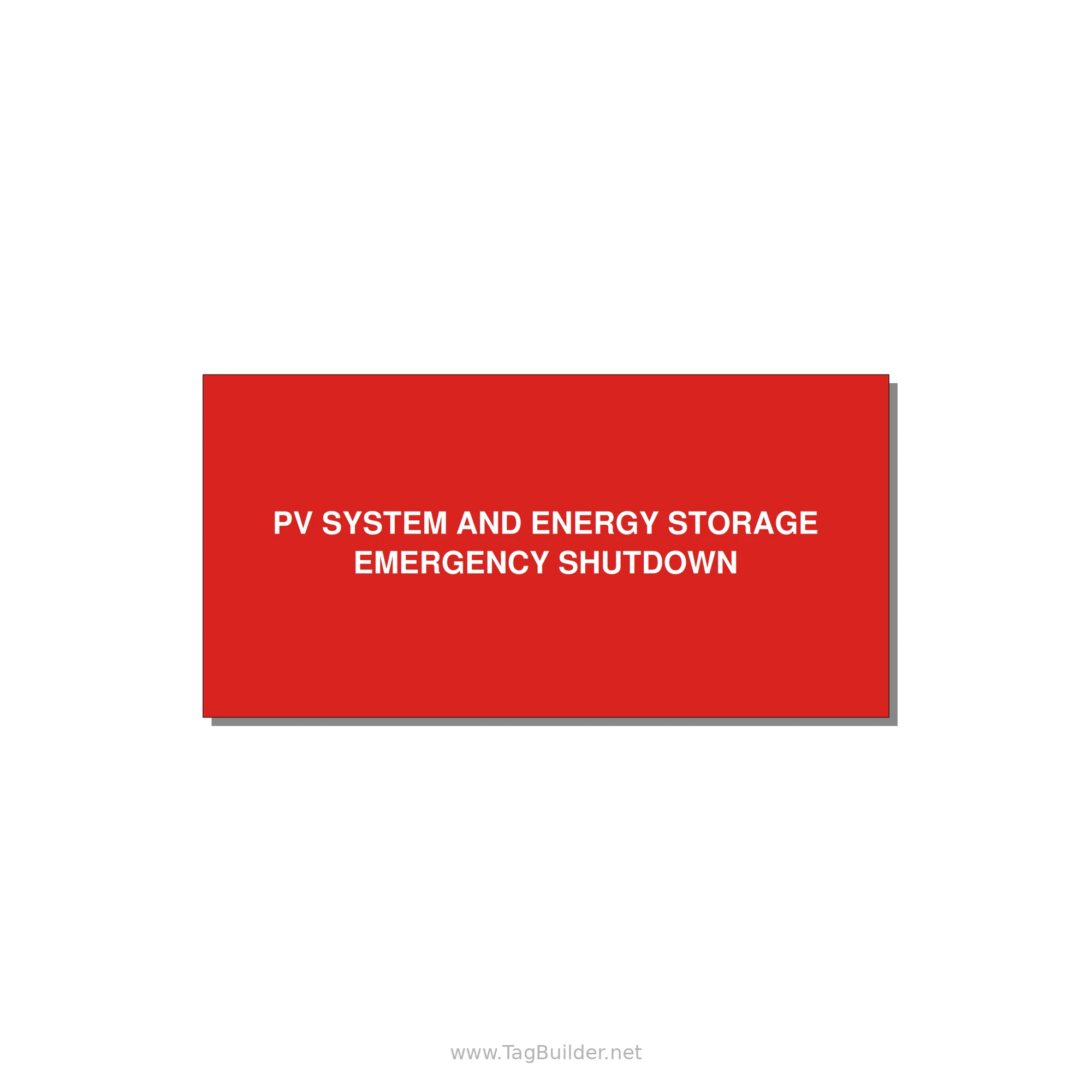 ESS Emergency Shutdown Label — 4x2" White on Red, Adhesive