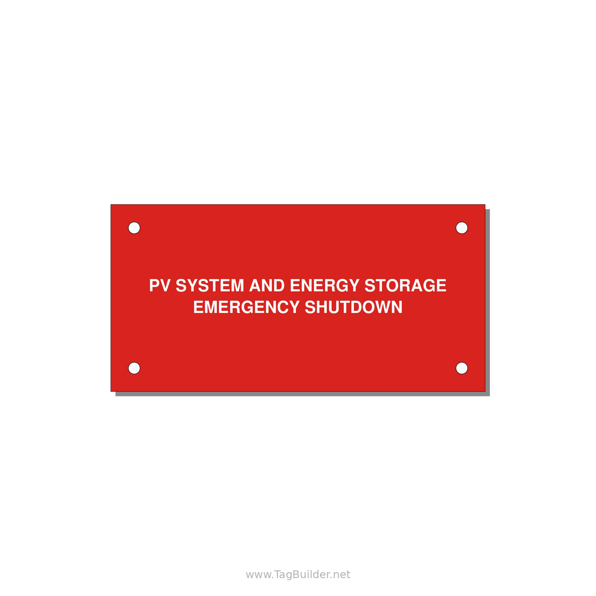 ESS Emergency Shutdown Label — 4x2" White on Red, Holes