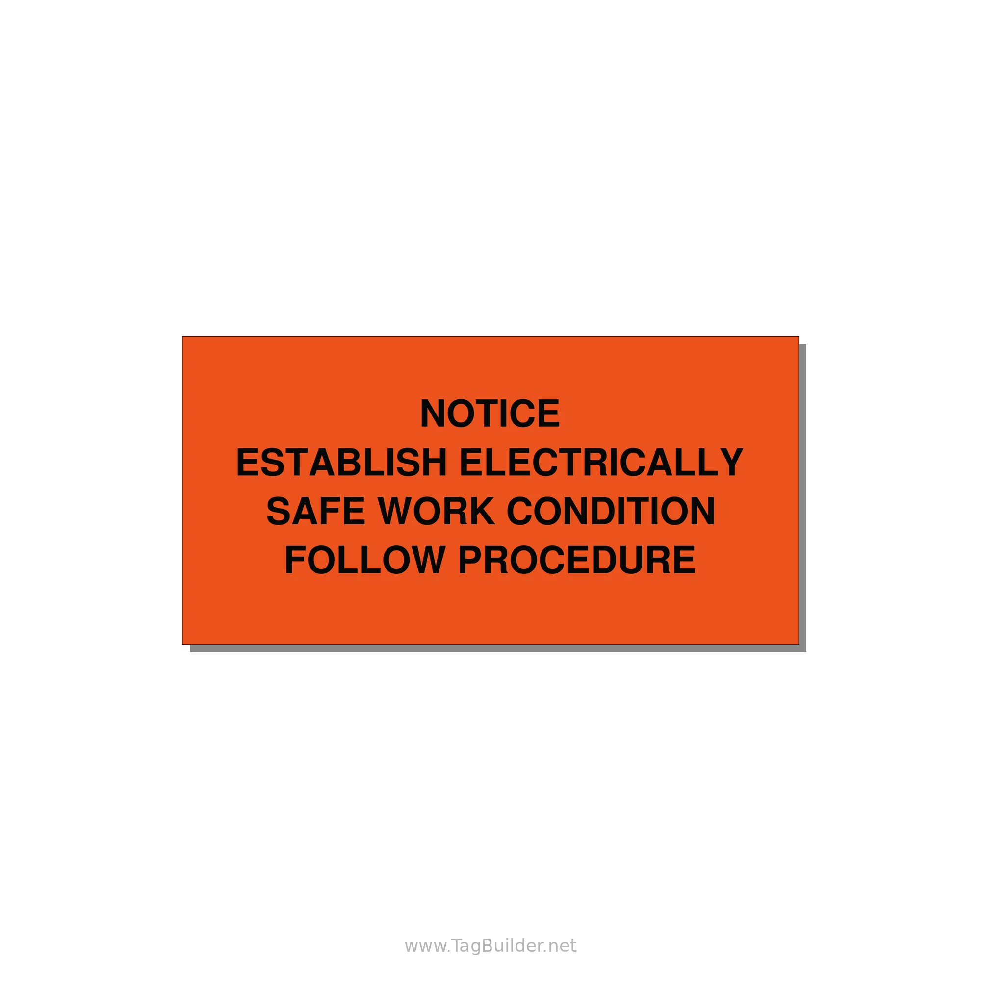 Establish Electrically Safe Work Condition Label — 4x2" Black on Orange, Adhesive