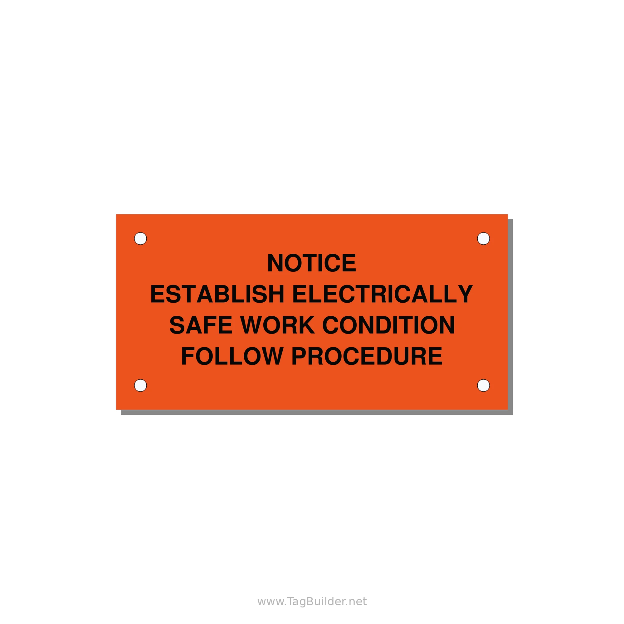 Establish Electrically Safe Work Condition Label — 4x2" Black on Orange, Holes