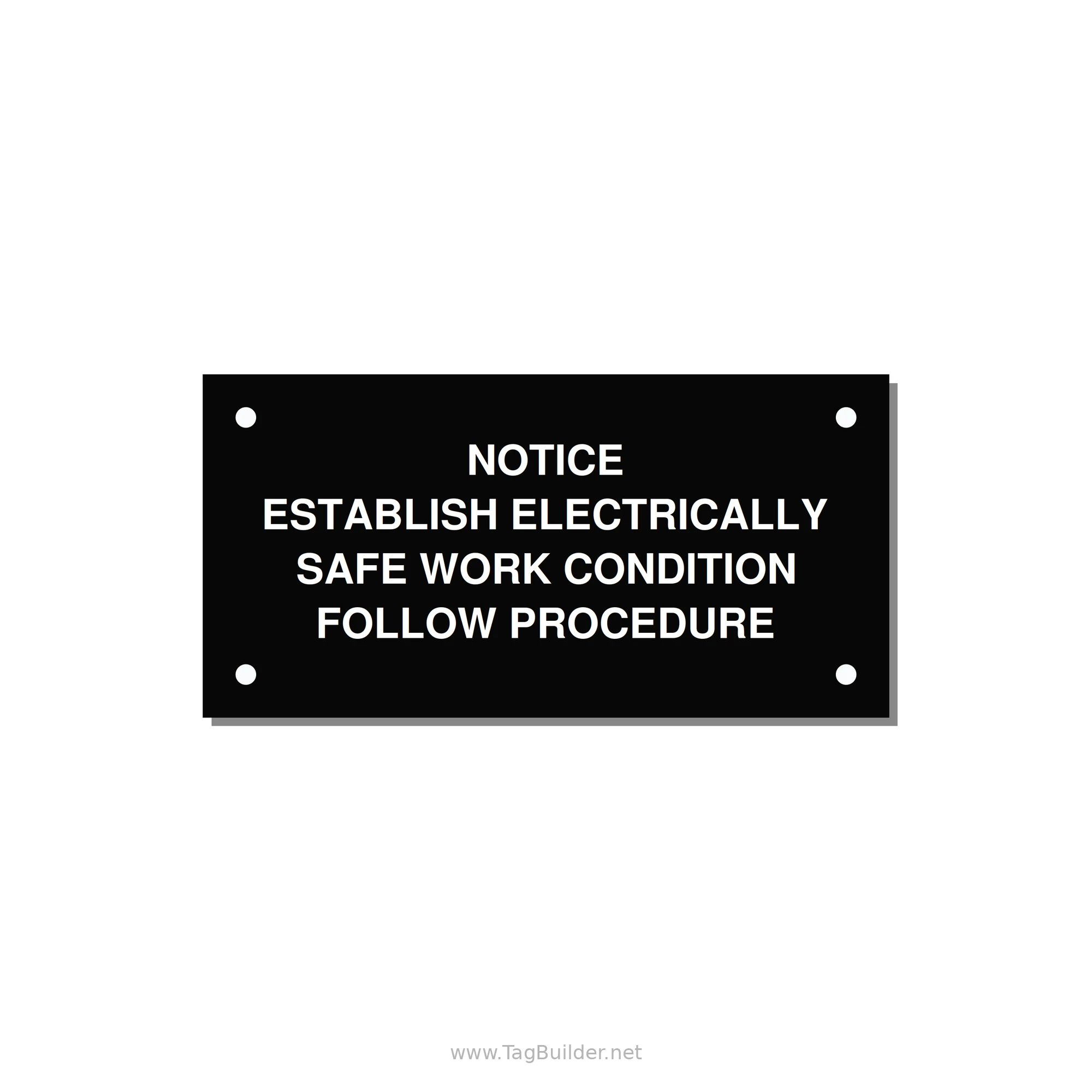 Establish Electrically Safe Work Condition Label — 4x2" White on Black, Holes