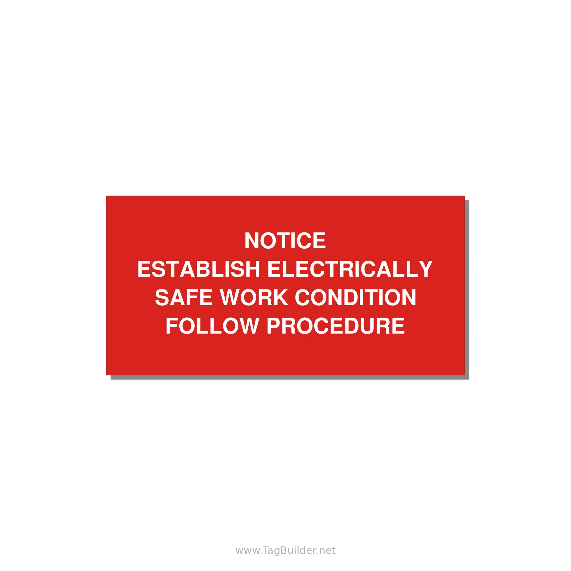 Establish Electrically Safe Work Condition Label — 4x2" White on Red, Adhesive