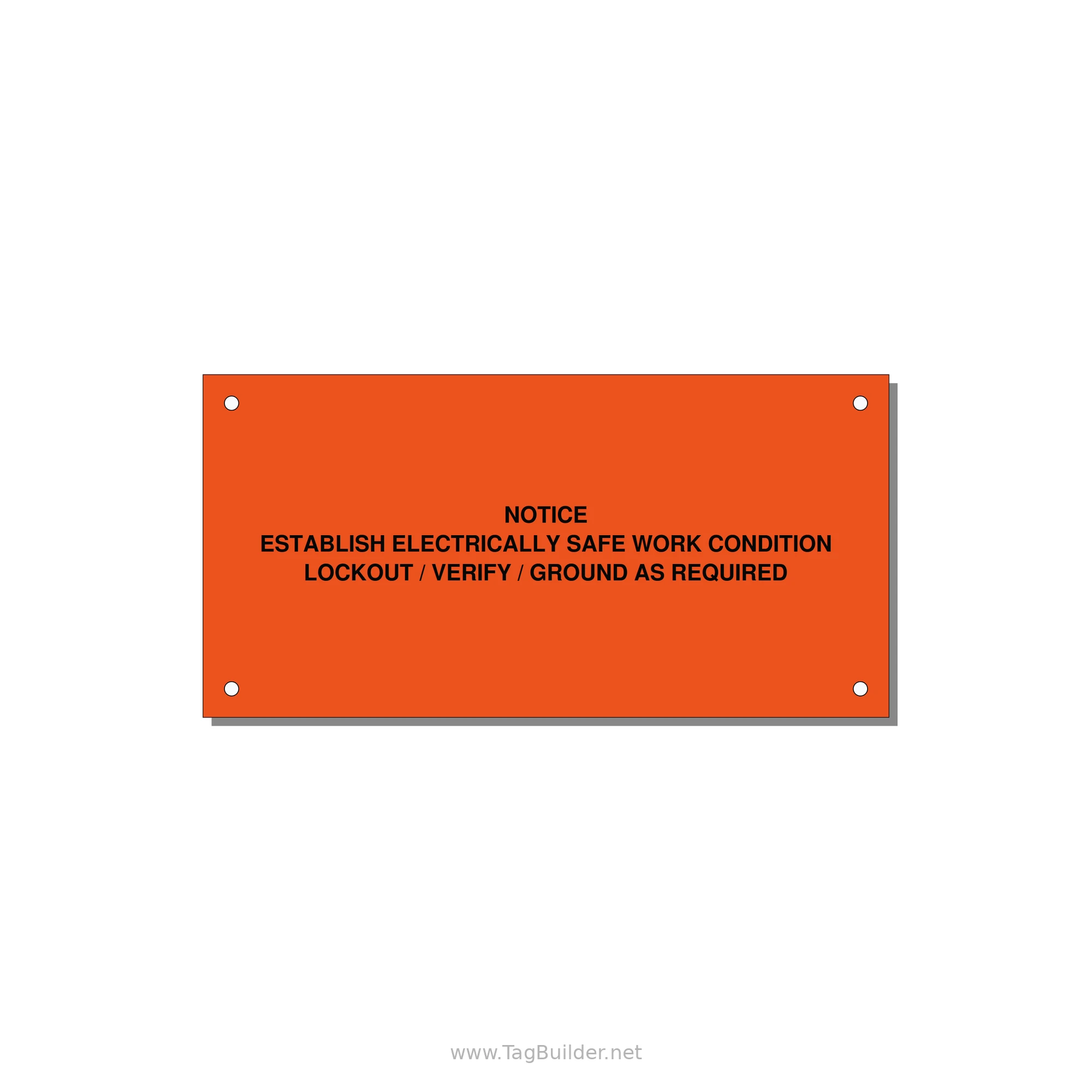 Establish Electrically Safe Work Condition Label — 6x3" Black on Orange, Holes