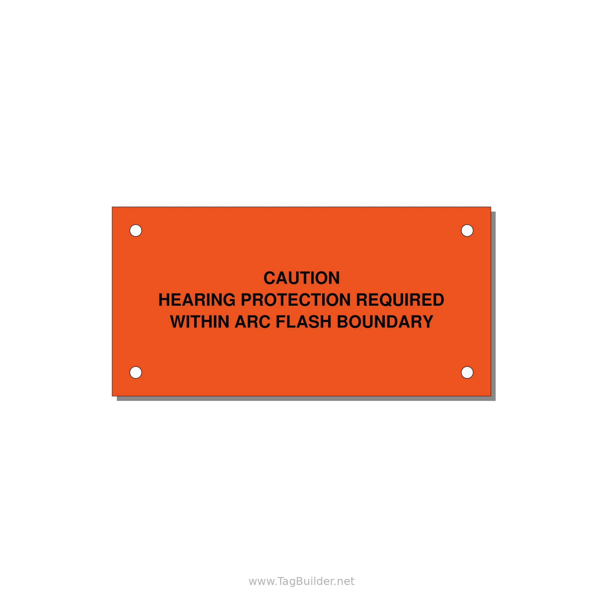 Hearing Protection Requi — 4x2" Black on Orange, Holes