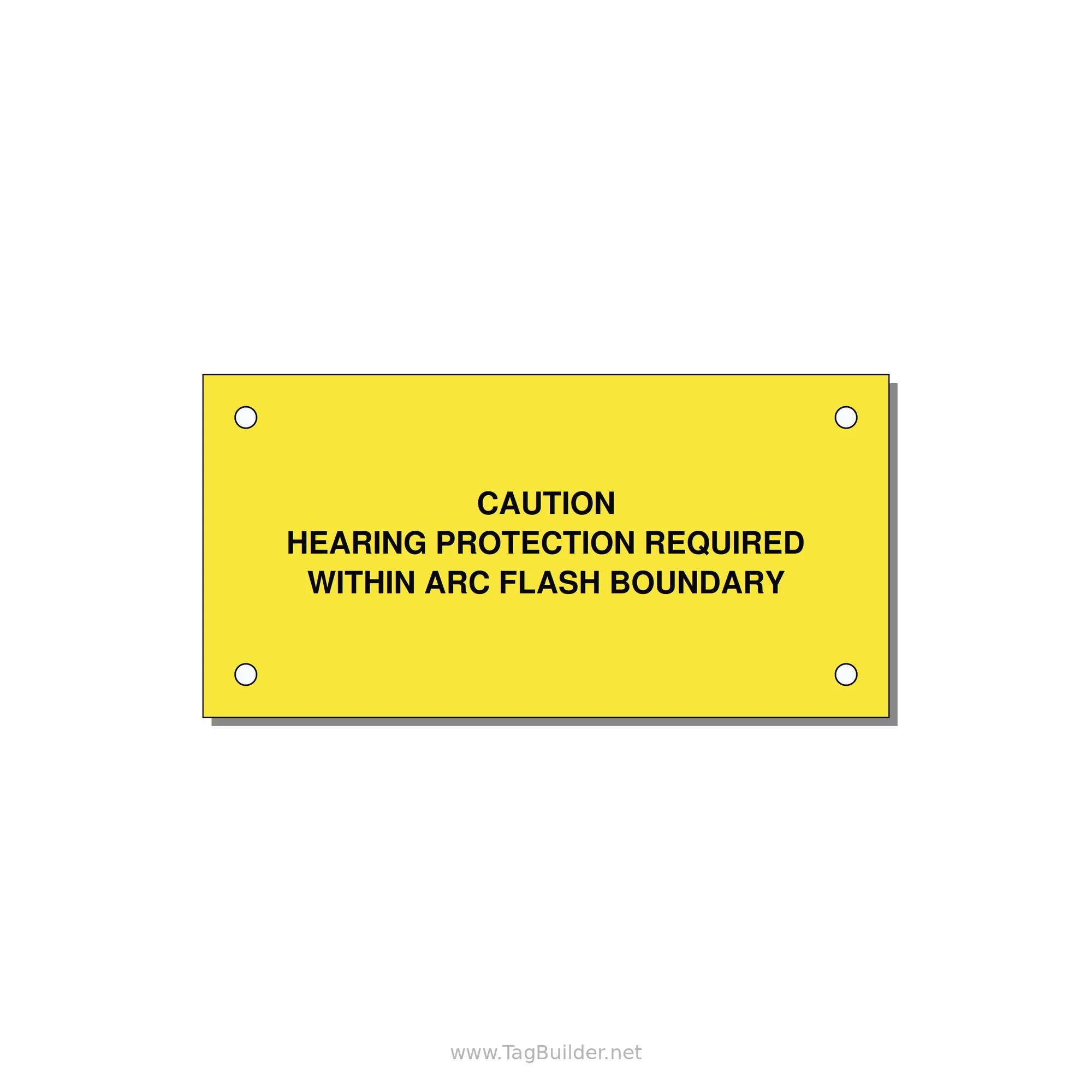 Hearing Protection Requi — 4x2" Black on Yellow, Holes