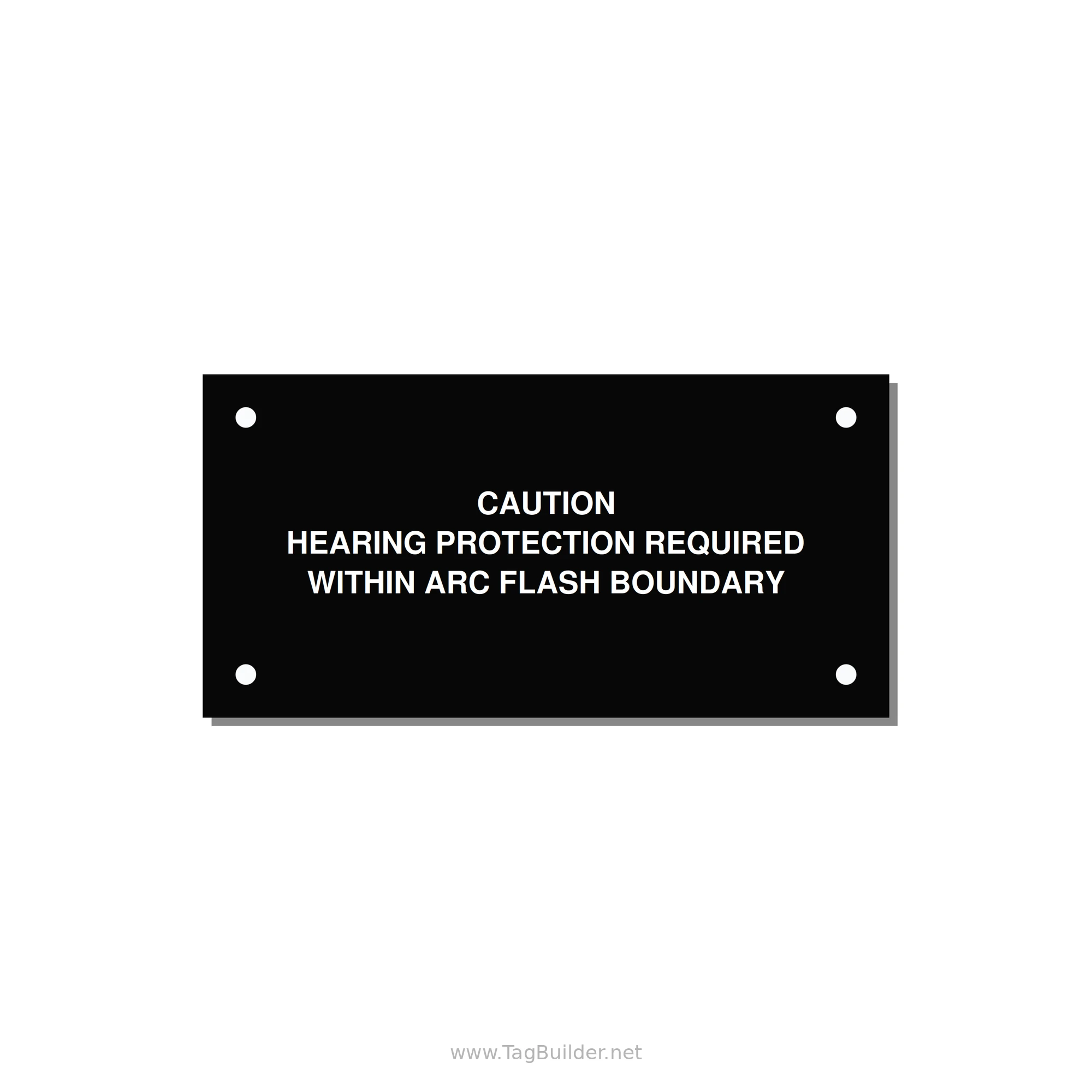 Hearing Protection Requi — 4x2" White on Black, Holes